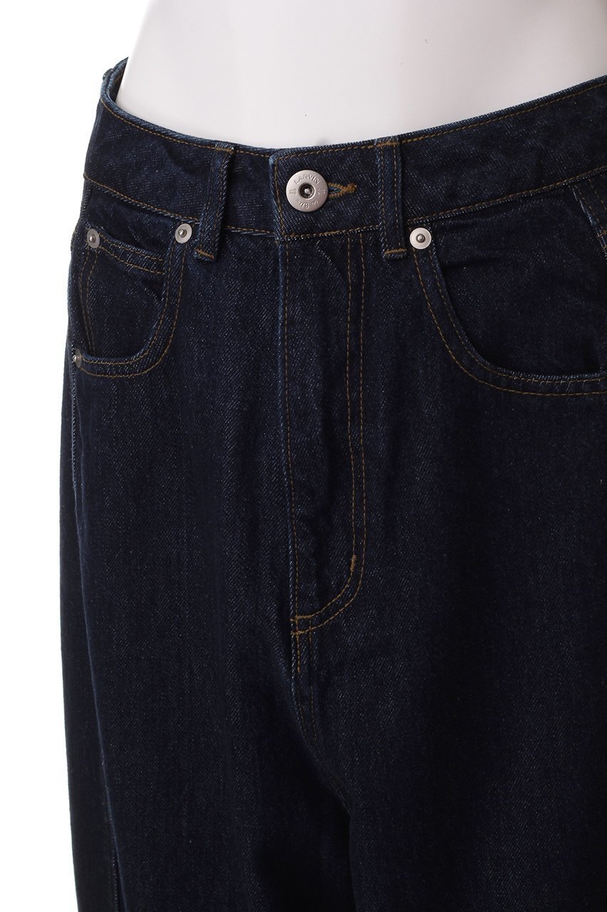 【ランバン オン ブルー/LANVIN en Bleu】のボリュームワイドデニムパンツ 人気、トレンドファッション・服の通販 founy(ファニー) 　ファッション　Fashion　レディースファッション　Fashion for Women　パンツ　Pants & Trousers　デニムパンツ・ジーンズ・美脚デニム　Denim Jeans & Pants　おすすめ　Recommended / Our Picks　コンパクト　Compact, Small Size　デニム　Denim, Jeans Material　トレンド　Trend, Trending Now　フロント　Front, Front Design　リブニット　Rib Knit, Ribbed Knit　ワイド　Wide, Wide Fit　other-5|ID: prp329100004341916 ipo3291000000032939646