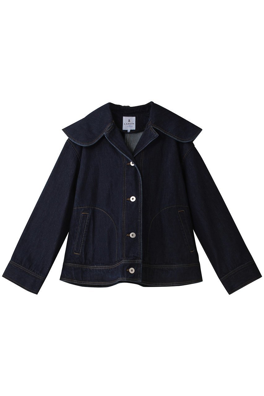【ランバン オン ブルー/LANVIN en Bleu】のビッグカラーデニムジャケット インテリア・キッズ・メンズ・レディースファッション・服の通販 founy(ファニー) 　ファッション　Fashion　レディースファッション　Fashion for Women　アウター　Coat / Outerwear Collection　レディースジャケット・軽アウター　Jackets　デニムジャケット / カジュアルアウター　Denim Jackets　ジャケット　Jacket, Outerwear　デニム　Denim, Jeans Material　トレンド　Trend, Trending Now　ビッグ　Big, Oversized　フロント　Front, Front Design　ネイビー|ID: prp329100004341917 ipo3291000000032924438