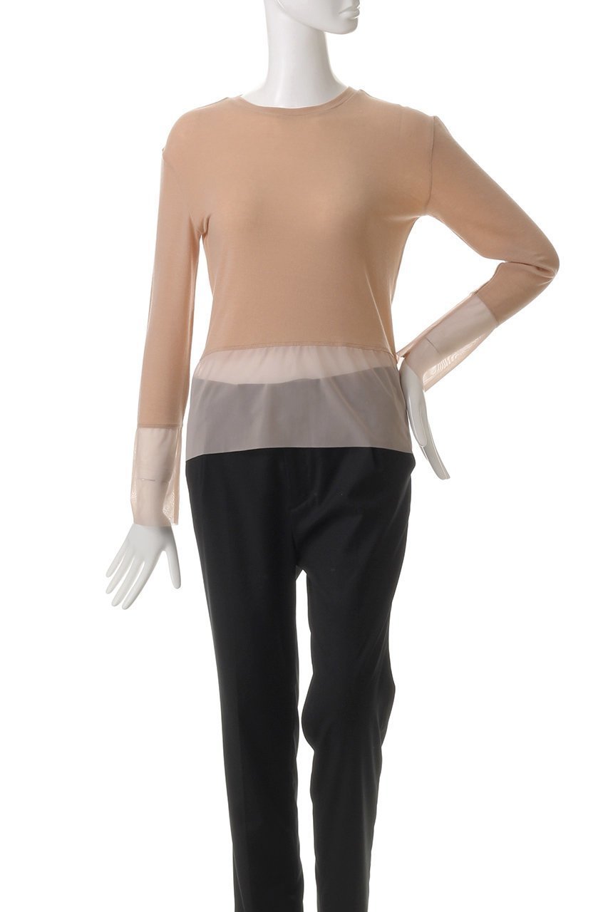 【マルティニーク/martinique】のチュールコンビクルーネックプルオーバー 人気、トレンドファッション・服の通販 founy(ファニー) 　ファッション　Fashion　レディースファッション　Fashion for Women　トップス・カットソー　Cut & Sew Tops　シャツ・ブラウス・オフィスカジュアル　Elegant Blouses & Button-Ups　ロングTシャツ・Tシャツ　Longline T-Shirts & Tees　カジュアルプルオーバー・ニットトップス　Pullovers & Knit Tops / Casual Pullovers　カットソー・ベーシックTシャツ　Cut-and-Sewn Tops / Stretch Tees & Basics　コンパクト　Compact, Small Size　スリーブ　Sleeve, Long Sleeve / Short Sleeve　チュール　Tulip, Tulip Motif　フェミニン　Feminine, Girly　ロング　Long, Long-Length　other-2|ID: prp329100004341925 ipo3291000000035041409