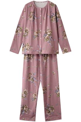 【イクコ/IKUKO】のスムース花柄プリント 全開パジャマ 人気、トレンドファッション・服の通販 founy(ファニー) ファッション Fashion レディースファッション Fashion for Women ギャザー Gathered, Ruffled パジャマ Pajamas, Sleepwear フェミニン Feminine, Girly プリント Print, Printed Pattern |ID:prp329100004341934