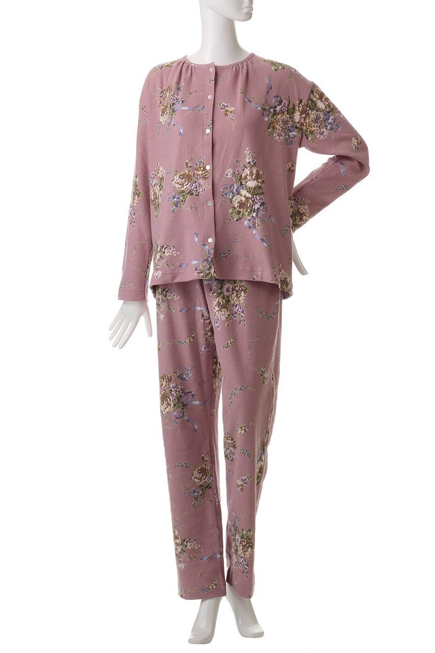 【イクコ/IKUKO】のスムース花柄プリント 全開パジャマ 人気、トレンドファッション・服の通販 founy(ファニー) 　ファッション　Fashion　レディースファッション　Fashion for Women　ギャザー　Gathered, Ruffled　パジャマ　Pajamas, Sleepwear　フェミニン　Feminine, Girly　プリント　Print, Printed Pattern　other-2|ID: prp329100004341934 ipo3291000000032833951