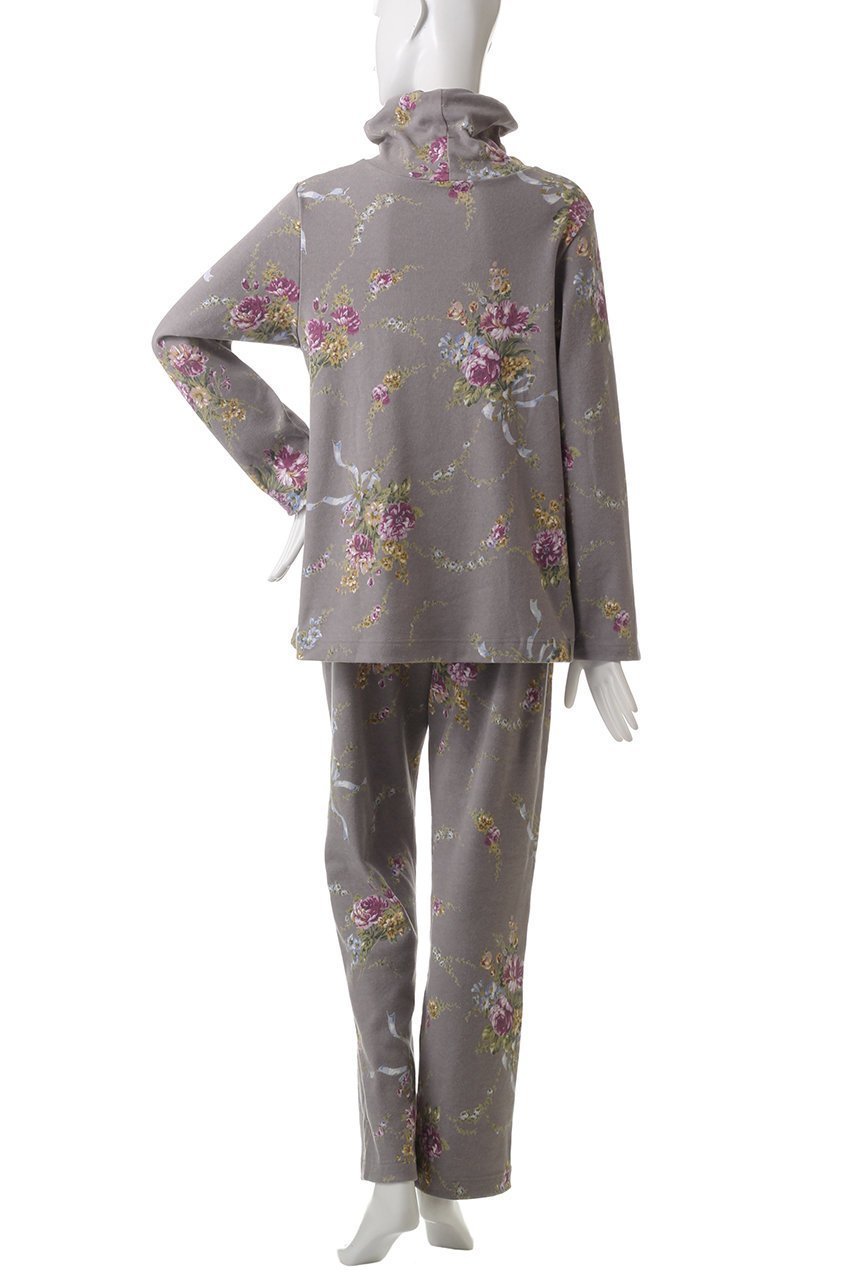 【イクコ/IKUKO】のスムース花柄プリント ハイネックパジャマ 人気、トレンドファッション・服の通販 founy(ファニー) 　ファッション　Fashion　レディースファッション　WOMEN　トレンド　Trend　ハイネック　High Neck　パジャマ　Pajamas　フィット　Fit　フラワー　Flower　プリント　Print　リボン　Ribbon　エレガント 上品　Elegant　other-4|ID: prp329100004341936 ipo3291000000031355605