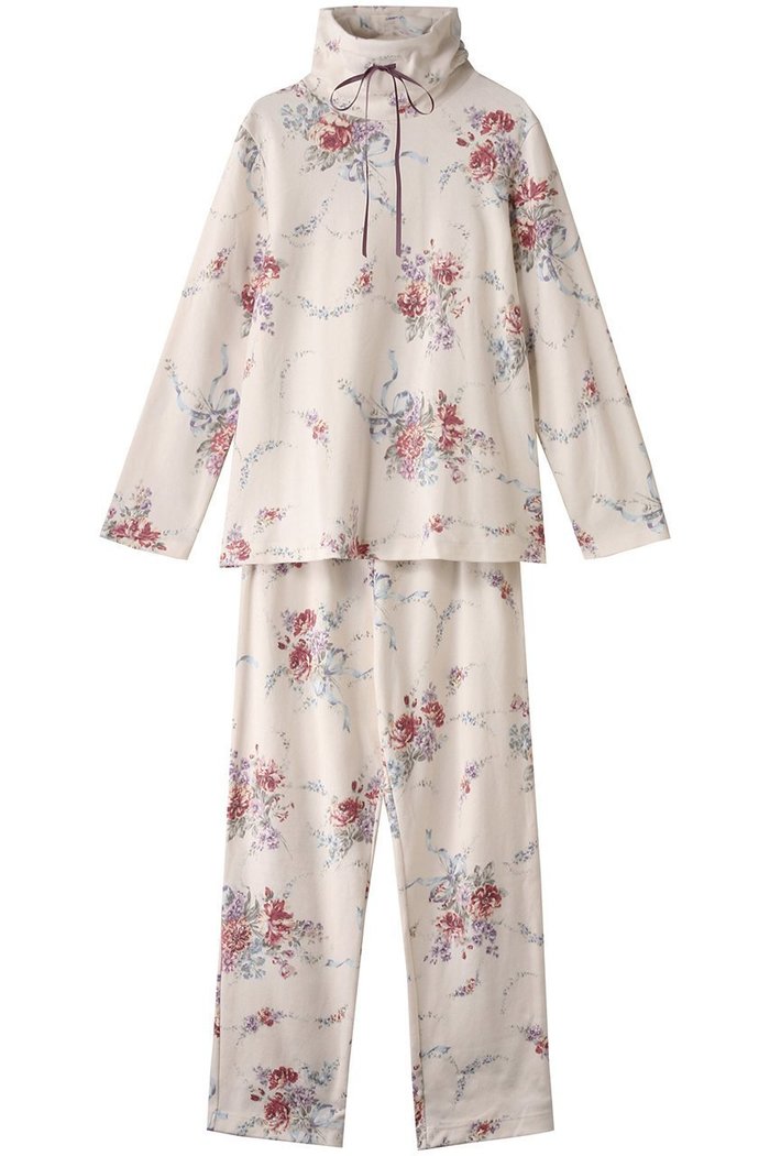 【イクコ/IKUKO】のスムース花柄プリント ハイネックパジャマ インテリア・キッズ・メンズ・レディースファッション・服の通販 founy(ファニー) https://founy.com/ ファッション Fashion レディースファッション Fashion for Women トレンド Trend, Trending Now ハイネック High Neck, Mock Neck パジャマ Pajamas, Sleepwear フィット Fit, Slim Fit フラワー Flower, Floral プリント Print, Printed Pattern リボン Ribbon, Bow エレガント 上品 Elegant |ID: prp329100004341936 ipo3291000000032833964