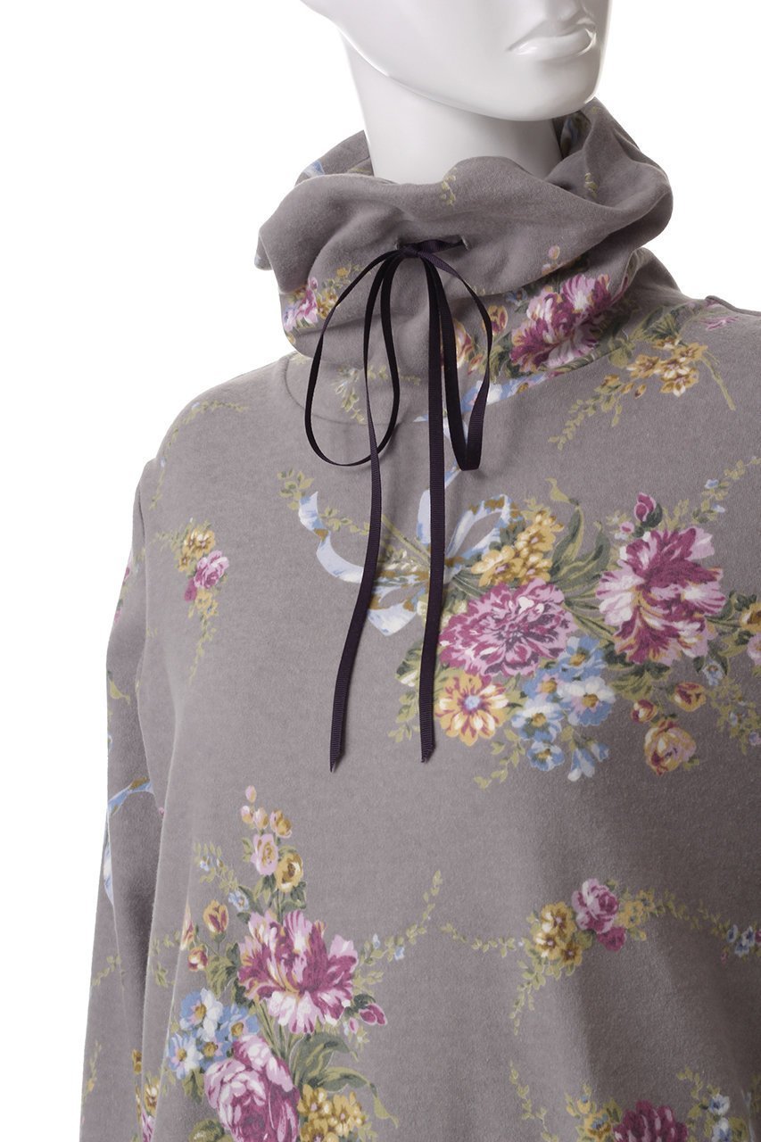 【イクコ/IKUKO】のスムース花柄プリント ハイネックパジャマ 人気、トレンドファッション・服の通販 founy(ファニー) 　ファッション　Fashion　レディースファッション　Fashion for Women　トレンド　Trend, Trending Now　ハイネック　High Neck, Mock Neck　パジャマ　Pajamas, Sleepwear　フィット　Fit, Slim Fit　フラワー　Flower, Floral　プリント　Print, Printed Pattern　リボン　Ribbon, Bow　エレガント 上品　Elegant　other-5|ID: prp329100004341936 ipo3291000000032833970