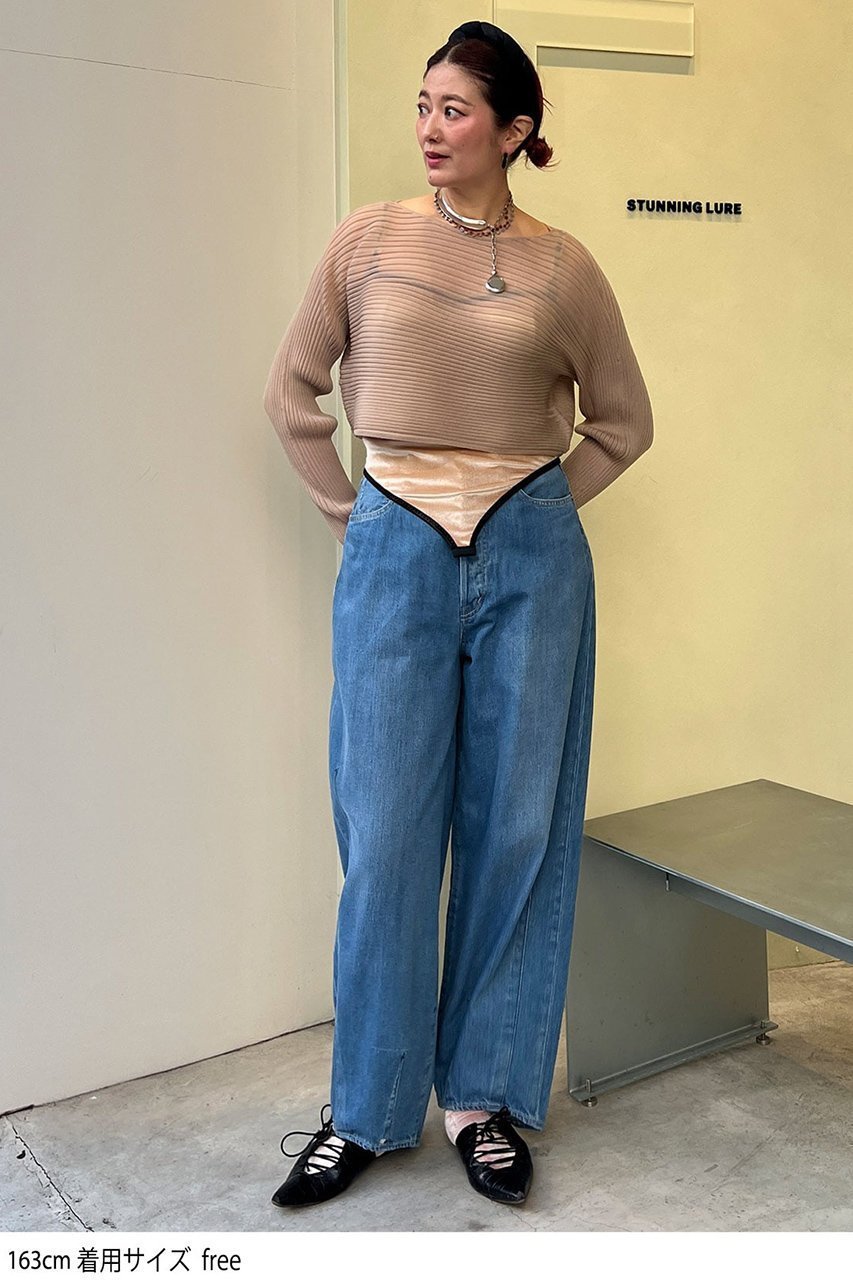 【スタニングルアー/STUNNING LURE】のrシアーリブニットトップス 人気、トレンドファッション・服の通販 founy(ファニー) 　ファッション　Fashion　レディースファッション　Fashion for Women　トップス・カットソー　Cut & Sew Tops　ニット　Knit Tops & Sweaters　カジュアルプルオーバー・ニットトップス　Pullovers & Knit Tops / Casual Pullovers　オーガンジー　Organza Fabric　シアー　Sheer, See-Through　フォルム　Silhouette, Form　リブニット　Rib Knit, Ribbed Knit　再入荷　Restock / Back in Stock　other-4|ID: prp329100004342886 ipo3291000000032951834