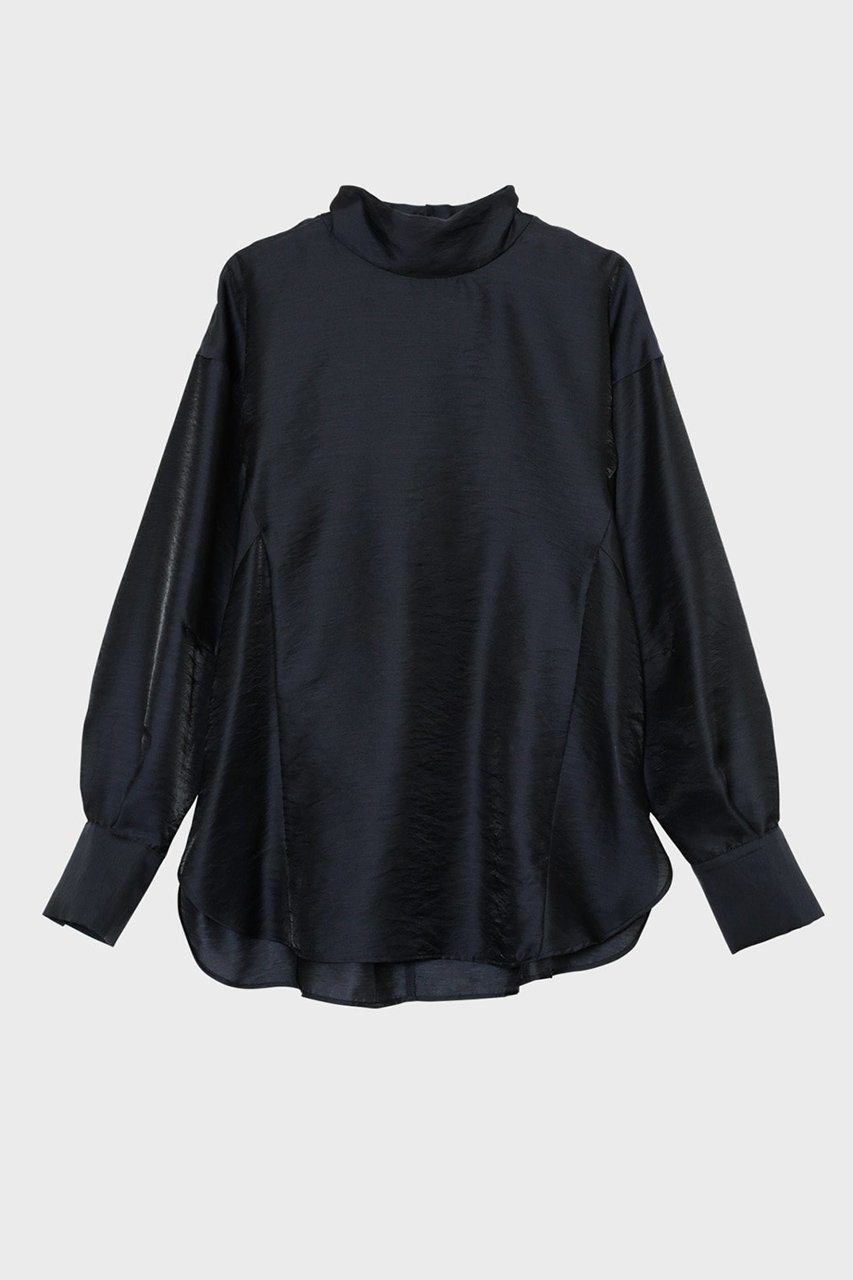 【スタニングルアー/STUNNING LURE】のクリアスタンドネックシャツ インテリア・キッズ・メンズ・レディースファッション・服の通販 founy(ファニー) 　ファッション　Fashion　レディースファッション　WOMEN　トップス・カットソー　Tops/Tshirt　シャツ/ブラウス　Shirts/Blouses　インナー　Inner　シアー　Sheer　シンプル　Simple　スタンド　Stand　スリーブ　Sleeve　ボトム　Bottom　マニッシュ　Mannish　ロング　Long　夏　Summer　ネイビー|ID: prp329100004342891 ipo3291000000030558557