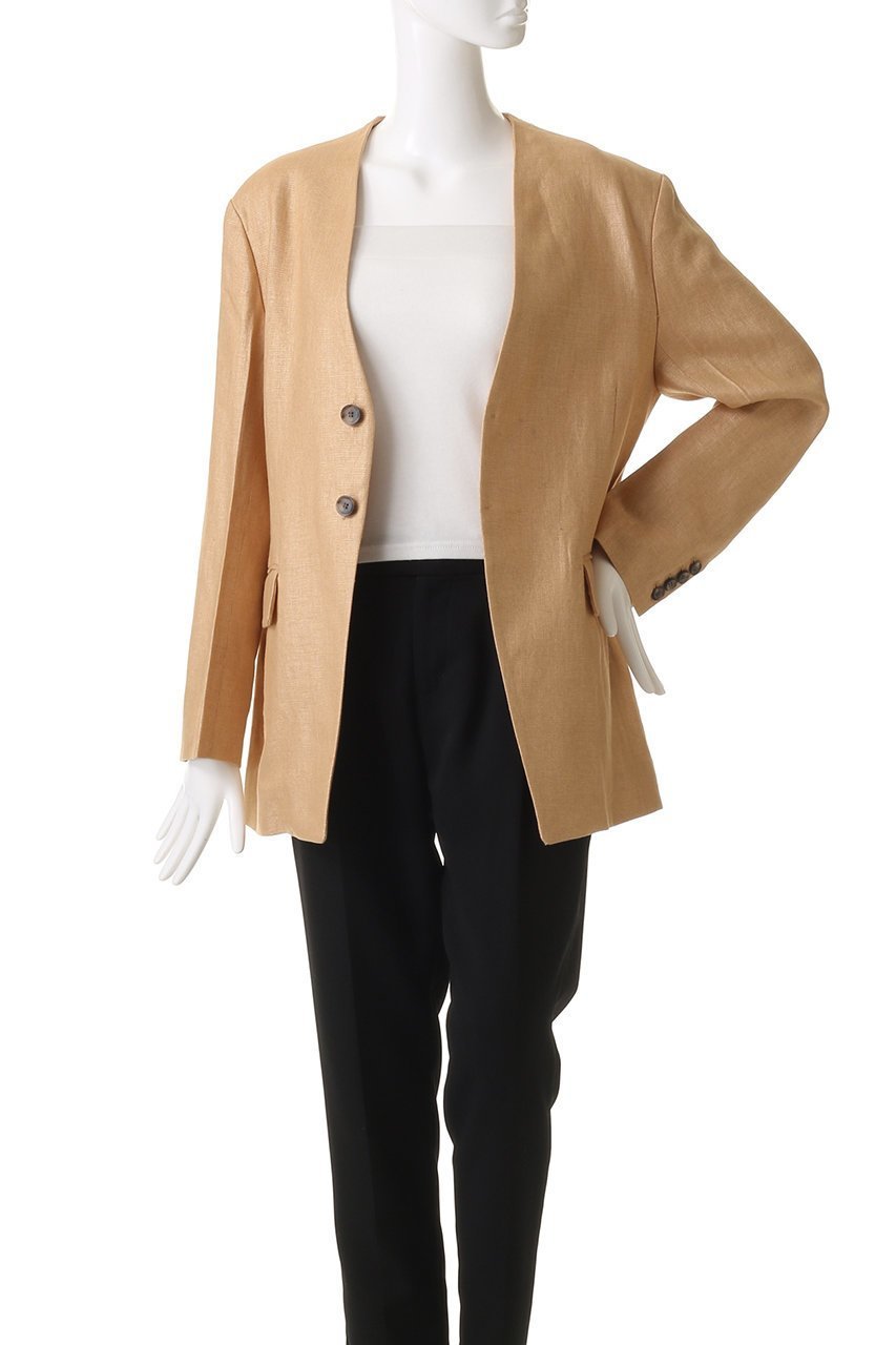 【スタニングルアー/STUNNING LURE】のrリネンシングルカラーレスジャケット 人気、トレンドファッション・服の通販 founy(ファニー) 　ファッション　Fashion　レディースファッション　WOMEN　アウター　Coat Outerwear　ジャケット　Jackets　ジャケット　Jacket　ネップ　Nep Yarn　リネン　Linen　other-7|ID: prp329100004342893 ipo3291000000031336045