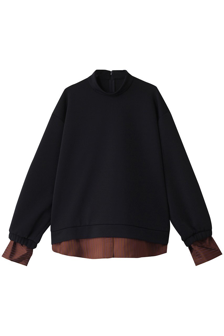 【リムアーク/RIM.ARK】のStripe docking PO/プルオーバー インテリア・キッズ・メンズ・レディースファッション・服の通販 founy(ファニー) 　ファッション　Fashion　レディースファッション　Fashion for Women　トップス・カットソー　Cut & Sew Tops　シャツ・ブラウス・オフィスカジュアル　Elegant Blouses & Button-Ups　カジュアルプルオーバー・ニットトップス　Pullovers & Knit Tops / Casual Pullovers　コンパクト　Compact, Small Size　サテン　Satin, Glossy Fabric　シンプル　Simple, Minimal　ストライプ　Stripe, Striped Pattern　ストレッチ　Stretch, Stretchy Fabric　スリーブ　Sleeve, Long Sleeve / Short Sleeve　ドッキング　Docking, Mixed Material　フォルム　Silhouette, Form　ロング　Long, Long-Length　ネイビー|ID: prp329100004342902 ipo3291000000032878986