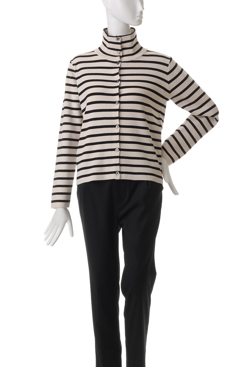 【ミズイロ インド/mizuiro ind】のBD high neck C/D カーディガン 人気、トレンドファッション・服の通販 founy(ファニー) 　ファッション　Fashion　レディースファッション　Fashion for Women　トップス・カットソー　Cut & Sew Tops　ニット　Knit Tops & Sweaters　カーディガン・羽織り　Layered Style Cardigans　なめらか　Smooth, Silky Texture　カーディガン　Cardigan, Knitwear　ストレッチ　Stretch, Stretchy Fabric　ハイネック　High Neck, Mock Neck　ボーダー　Border, Stripe　other-2|ID: prp329100004342918 ipo3291000000032957073