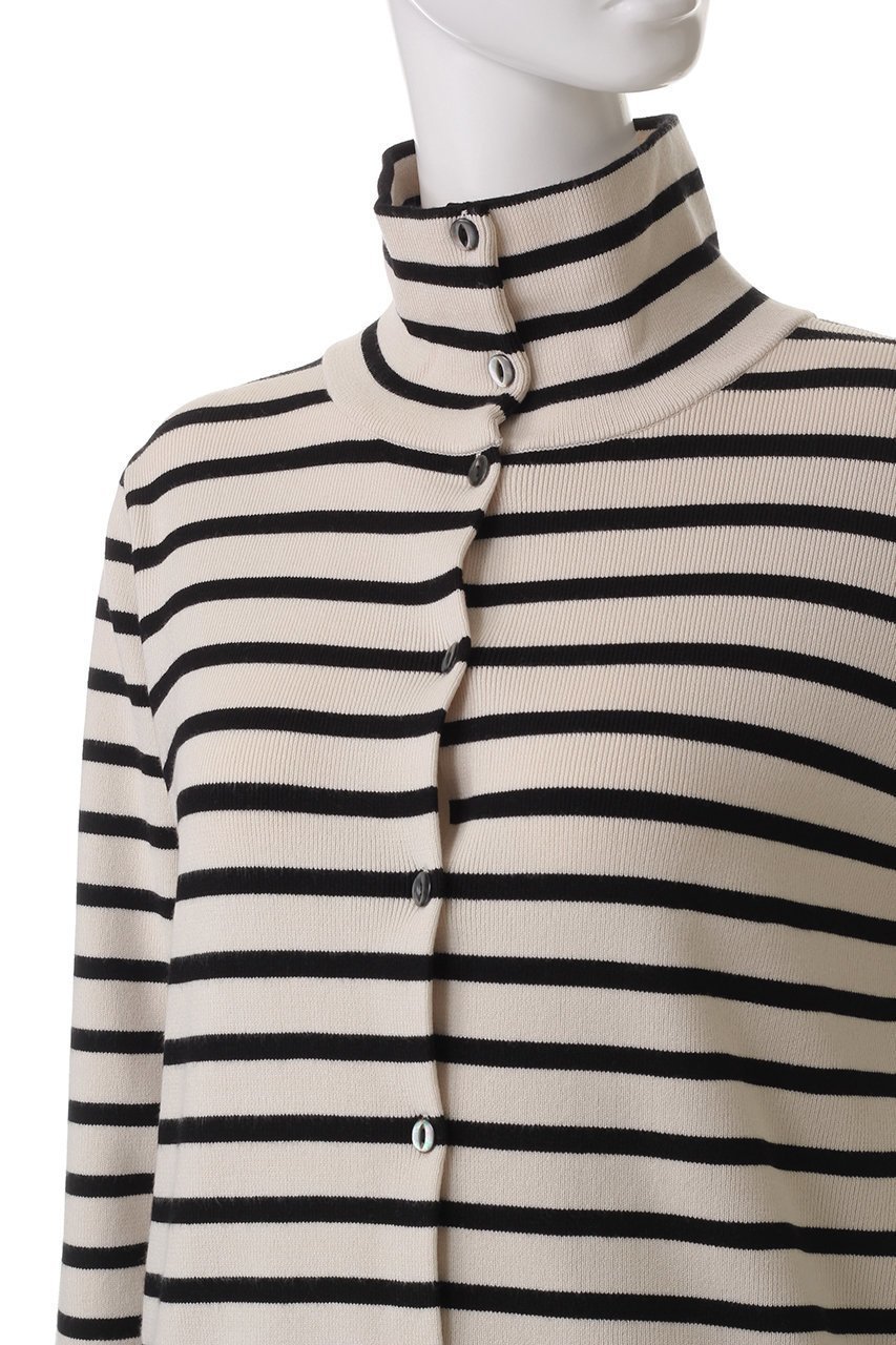 【ミズイロ インド/mizuiro ind】のBD high neck C/D カーディガン 人気、トレンドファッション・服の通販 founy(ファニー) 　ファッション　Fashion　レディースファッション　Fashion for Women　トップス・カットソー　Cut & Sew Tops　ニット　Knit Tops & Sweaters　カーディガン・羽織り　Layered Style Cardigans　なめらか　Smooth, Silky Texture　カーディガン　Cardigan, Knitwear　ストレッチ　Stretch, Stretchy Fabric　ハイネック　High Neck, Mock Neck　ボーダー　Border, Stripe　other-5|ID: prp329100004342918 ipo3291000000032957085