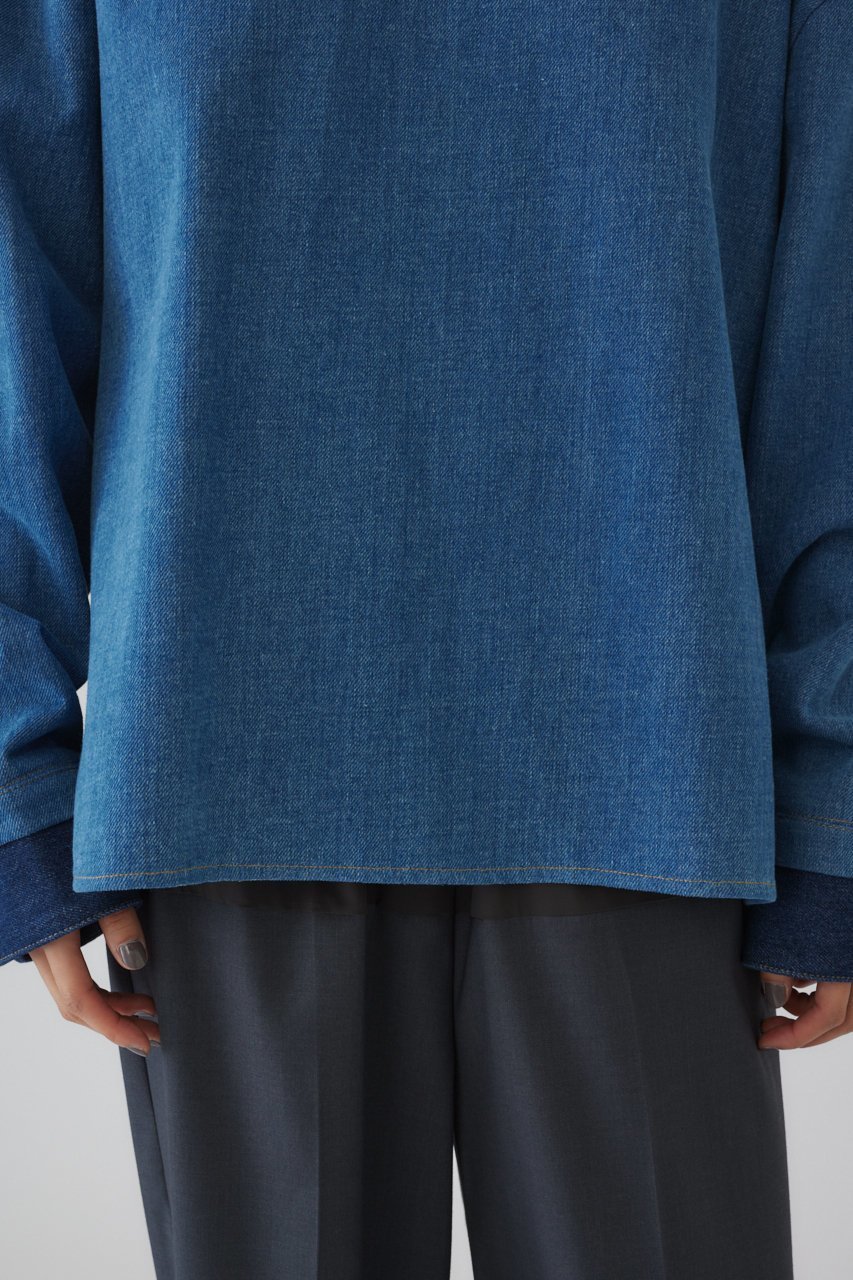 【リムアーク/RIM.ARK】のDenim box PO/プルオーバー 人気、トレンドファッション・服の通販 founy(ファニー) 　ファッション　Fashion　レディースファッション　Fashion for Women　トップス・カットソー　Cut & Sew Tops　シャツ・ブラウス・オフィスカジュアル　Elegant Blouses & Button-Ups　カジュアルプルオーバー・ニットトップス　Pullovers & Knit Tops / Casual Pullovers　スリット　Slit, Slit Detail　スリーブ　Sleeve, Long Sleeve / Short Sleeve　デニム　Denim, Jeans Material　ロング　Long, Long-Length　other-6|ID: prp329100004342920 ipo3291000000034969572