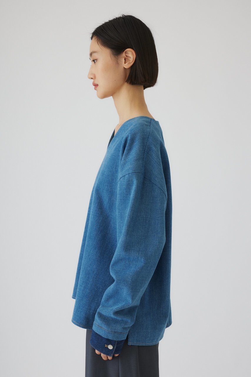 【リムアーク/RIM.ARK】のDenim box PO/プルオーバー 人気、トレンドファッション・服の通販 founy(ファニー) 　ファッション　Fashion　レディースファッション　Fashion for Women　トップス・カットソー　Cut & Sew Tops　シャツ・ブラウス・オフィスカジュアル　Elegant Blouses & Button-Ups　カジュアルプルオーバー・ニットトップス　Pullovers & Knit Tops / Casual Pullovers　スリット　Slit, Slit Detail　スリーブ　Sleeve, Long Sleeve / Short Sleeve　デニム　Denim, Jeans Material　ロング　Long, Long-Length　other-7|ID: prp329100004342920 ipo3291000000034969573