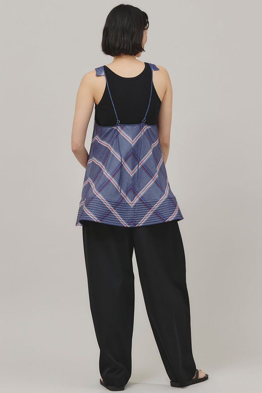 【カレンソロジー/Curensology】の〈C.S.G〉チェックフレアーブラウス 人気、トレンドファッション・服の通販 founy(ファニー) 　ファッション　Fashion　レディースファッション　Ladies' Fashion Online　トップス・カットソー　Tops/Tshirt　キャミソール / ノースリーブ　No Sleeves　シャツ/ブラウス　Shirts/Blouses　イタリア　Italy　キルティング　Quilting　チェック　Check　デニム　Denim　ノースリーブ　No Sleeve　再入荷　Restock/Back In Stock/Re Arrival　other-8|ID: prp329100004342946 ipo3291000000032613800