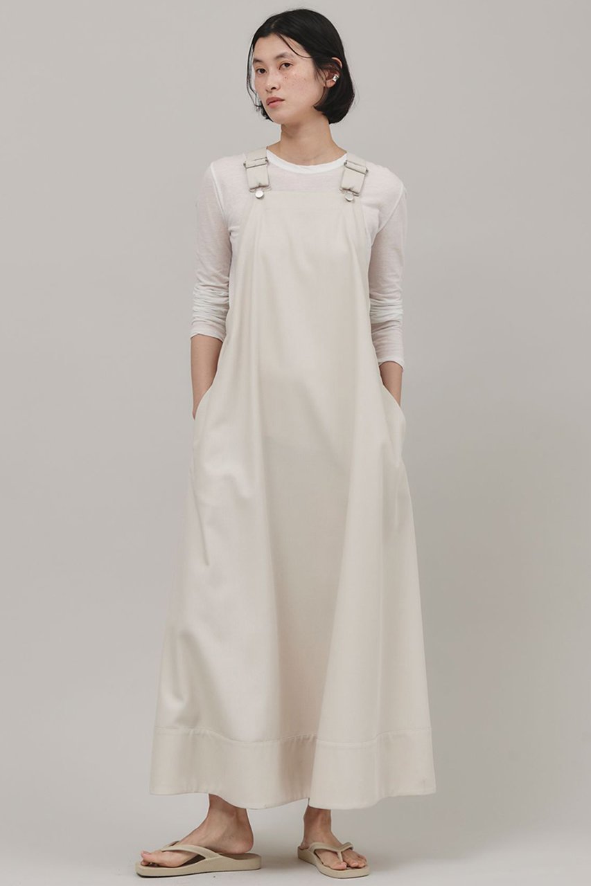 【カレンソロジー/Curensology】のT/Wサロペットワンピース インテリア・キッズ・メンズ・レディースファッション・服の通販 founy(ファニー) 　ファッション　Fashion　レディースファッション　Ladies' Fashion Online　ワンピース　Dress　チュニック　Tunic　サロペット　Salopette　クラシック　Classic　スタイリッシュ　Stylish　チュニック　Tunic　フィット　Fit　ポケット　Pocket　ラップ　Wrap　ロング　Long　再入荷　Restock/Back In Stock/Re Arrival　日本製　Made In Japan　アイボリー|ID: prp329100004342951 ipo3291000000032613812