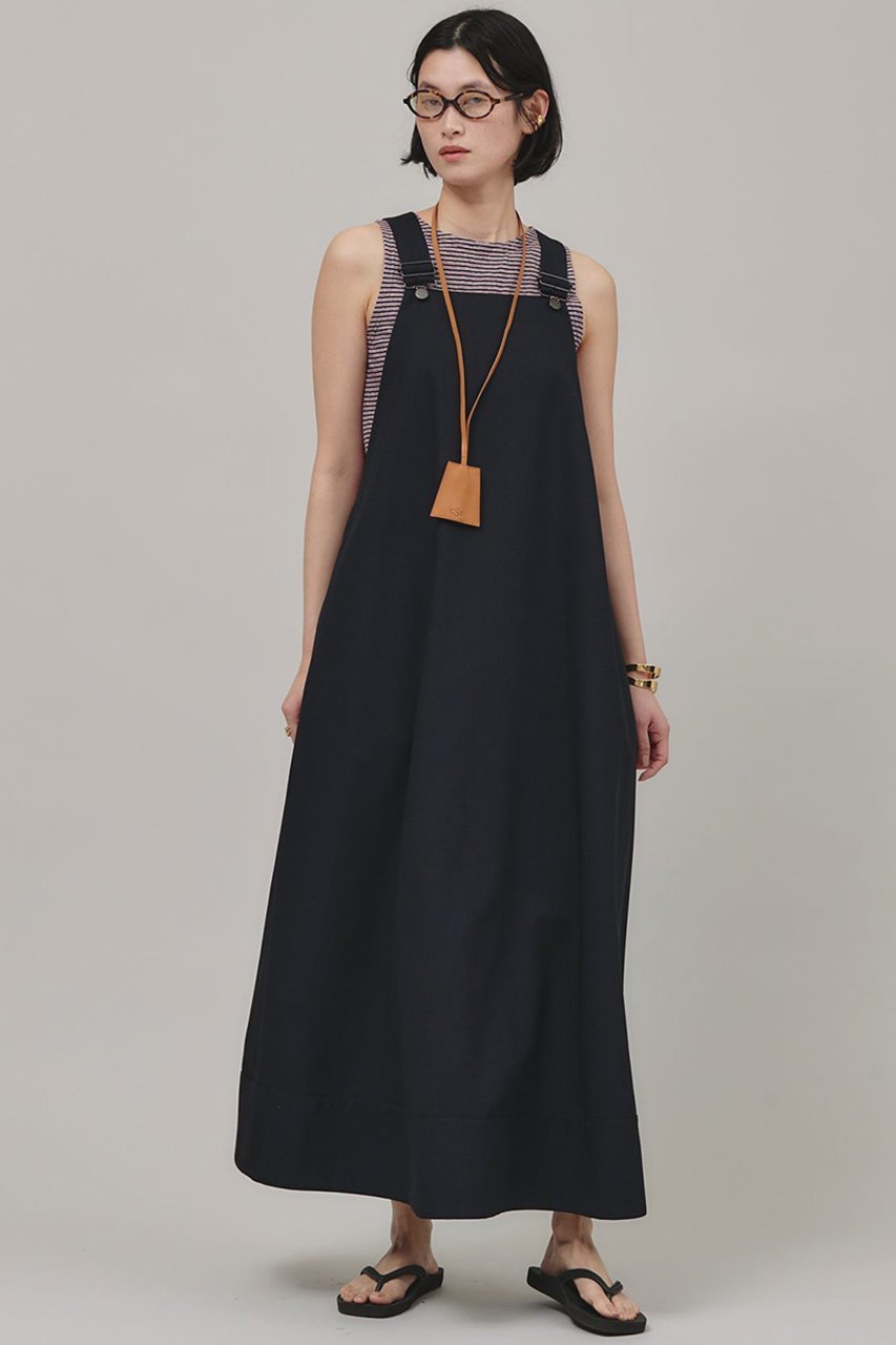 【カレンソロジー/Curensology】のT/Wサロペットワンピース インテリア・キッズ・メンズ・レディースファッション・服の通販 founy(ファニー) 　ファッション　Fashion　レディースファッション　Ladies' Fashion Online　ワンピース　Dress　チュニック　Tunic　サロペット　Salopette　クラシック　Classic　スタイリッシュ　Stylish　チュニック　Tunic　フィット　Fit　ポケット　Pocket　ラップ　Wrap　ロング　Long　再入荷　Restock/Back In Stock/Re Arrival　日本製　Made In Japan　ネイビー|ID: prp329100004342951 ipo3291000000032613813