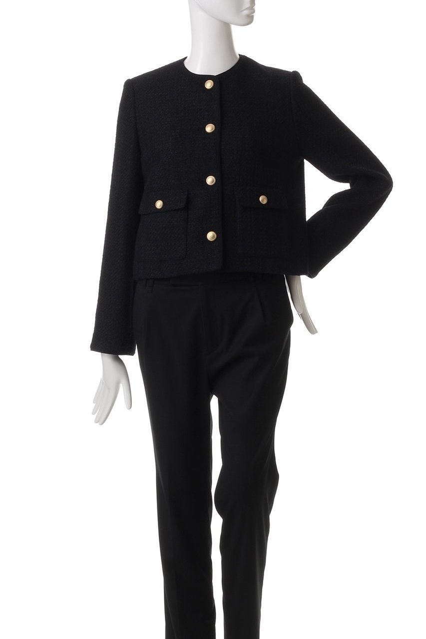 【アルアバイル/allureville】のファンシーツィードクルーネックジャケット 人気、トレンドファッション・服の通販 founy(ファニー) 　ファッション　Fashion　レディースファッション　WOMEN　アウター　Coat Outerwear　ジャケット　Jackets　コンパクト　Compact　ショート　Short　ジャケット　Jacket　ツイード　Tweed　デニム　Denim　リュクス　Luxe　other-2|ID: prp329100004342953 ipo3291000000031355291