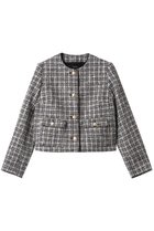 【アルアバイル/allureville】のファンシーツィードクルーネックジャケット 人気、トレンドファッション・服の通販 founy(ファニー) ファッション Fashion レディースファッション Fashion for Women アウター Coat / Outerwear Collection レディースジャケット・軽アウター Jackets コンパクト Compact, Small Size ショート Short, Short Length ジャケット Jacket, Outerwear ツイード Twill, Twill Weave デニム Denim, Jeans Material リュクス Luxury, Elegant, High-End, Chic thumbnail ブラック|ID: prp329100004342953 ipo3291000000032958378