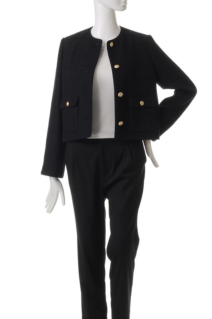 【アルアバイル/allureville】のファンシーツィードクルーネックジャケット 人気、トレンドファッション・服の通販 founy(ファニー) 　ファッション　Fashion　レディースファッション　Fashion for Women　アウター　Coat / Outerwear Collection　レディースジャケット・軽アウター　Jackets　コンパクト　Compact, Small Size　ショート　Short, Short Length　ジャケット　Jacket, Outerwear　ツイード　Twill, Twill Weave　デニム　Denim, Jeans Material　リュクス　Luxury, Elegant, High-End, Chic　other-7|ID: prp329100004342953 ipo3291000000032958394
