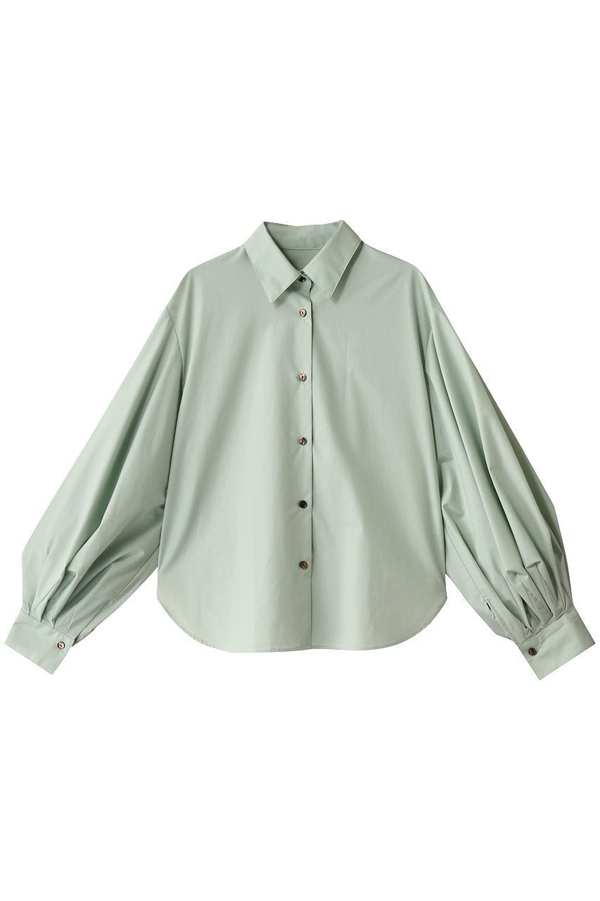 【リムアーク/RIM.ARK】のORIGAMI sleeve SH/シャツ インテリア・キッズ・メンズ・レディースファッション・服の通販 founy(ファニー) 　ファッション　Fashion　レディースファッション　Fashion for Women　トップス・カットソー　Cut & Sew Tops　シャツ・ブラウス・オフィスカジュアル　Elegant Blouses & Button-Ups　シリコン　Silicone, Silicone Material　スリーブ　Sleeve, Long Sleeve / Short Sleeve　タイプライター　Typewriter Fabric, Crisp Cotton　ロング　Long, Long-Length　ライトグリーン|ID: prp329100004342982 ipo3291000000032877013