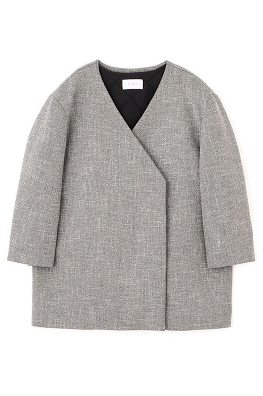 【エトレトウキョウ/ETRE TOKYO】のノーカラーキルティングライナーボクシージャケット 人気、トレンドファッション・服の通販 founy(ファニー) 　ファッション　Fashion　レディースファッション　WOMEN　アウター　Coat Outerwear　ジャケット　Jackets　ジャケット　Jacket　ダブル　Double　トレンド　Trend　バランス　Balance　フロント　Front　ボンディング　Bonding　ライナー　Liner　ロング　Long　other-7|ID: prp329100004343788 ipo3291000000031353563