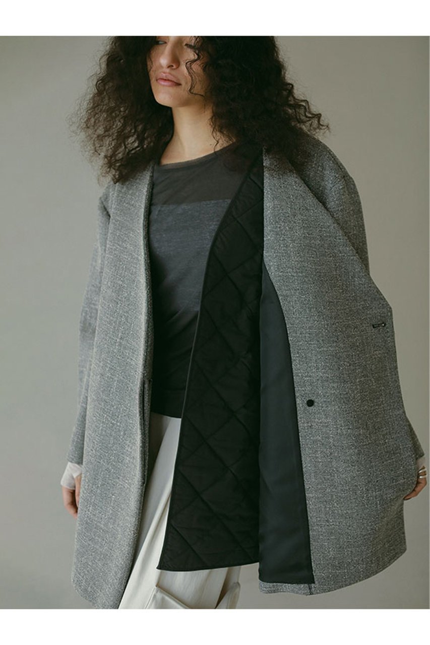 【エトレトウキョウ/ETRE TOKYO】のノーカラーキルティングライナーボクシージャケット 人気、トレンドファッション・服の通販 founy(ファニー) 　ファッション　Fashion　レディースファッション　Fashion for Women　アウター　Coat / Outerwear Collection　レディースジャケット・軽アウター　Jackets　ジャケット　Jacket, Outerwear　ダブル　Double, Double-Breasted　トレンド　Trend, Trending Now　バランス　Balance, Style Balance　フロント　Front, Front Design　ボンディング　Bonding, Bonded Fabric　ライナー　Liner, Inner Layer　ロング　Long, Long-Length　other-4|ID: prp329100004343788 ipo3291000000032919890