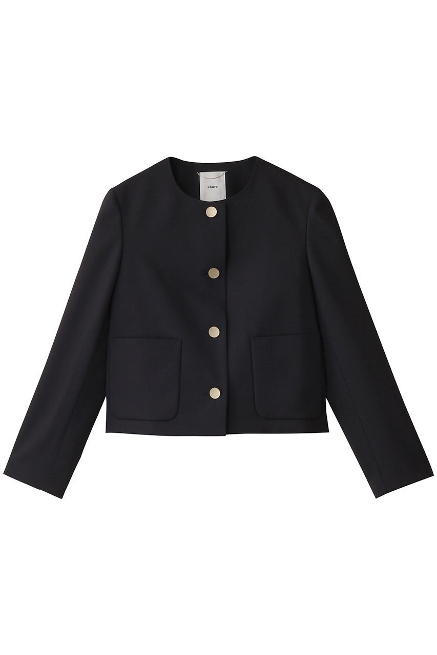【エブール/ebure】のドライウールトロピカル ノーカラージャケット インテリア・キッズ・メンズ・レディースファッション・服の通販 founy(ファニー) 　ファッション　Fashion　レディースファッション　Fashion for Women　アウター　Coat / Outerwear Collection　レディースジャケット・軽アウター　Jackets　ノーカラージャケット / シンプル上品コーデ　Collarless Jackets　オケージョン　Occasion Wear　ジャケット　Jacket, Outerwear　ストライプ　Stripe, Striped Pattern　セットアップ　Set-Up, Coordinated Outfit　デニム　Denim, Jeans Material　エレガント 上品　Elegant　再入荷　Restock / Back in Stock　ネイビー|ID: prp329100004343791 ipo3291000000032717248