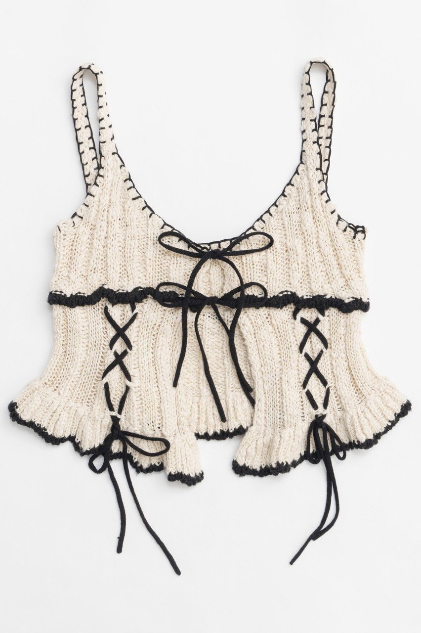 【メゾンスペシャル/MAISON SPECIAL】のWide Rib Lace Up Bustier/ワイドリブレースアップビスチェ インテリア・キッズ・メンズ・レディースファッション・服の通販 founy(ファニー) 　ファッション　Fashion　レディースファッション　WOMEN　トップス・カットソー　Tops/Tshirt　ニット　Knit Tops　プルオーバー　Pullover　ビスチェ　Bustier　2025年　2025　2025春夏・S/S　Ss,Spring/Summer,2025　フリル　Frills　レース　Race　夏　Summer　春　Spring　S/S・春夏　Ss・Spring/Summer　O.WHT(オフホワイト)|ID: prp329100004343796 ipo3291000000030316846