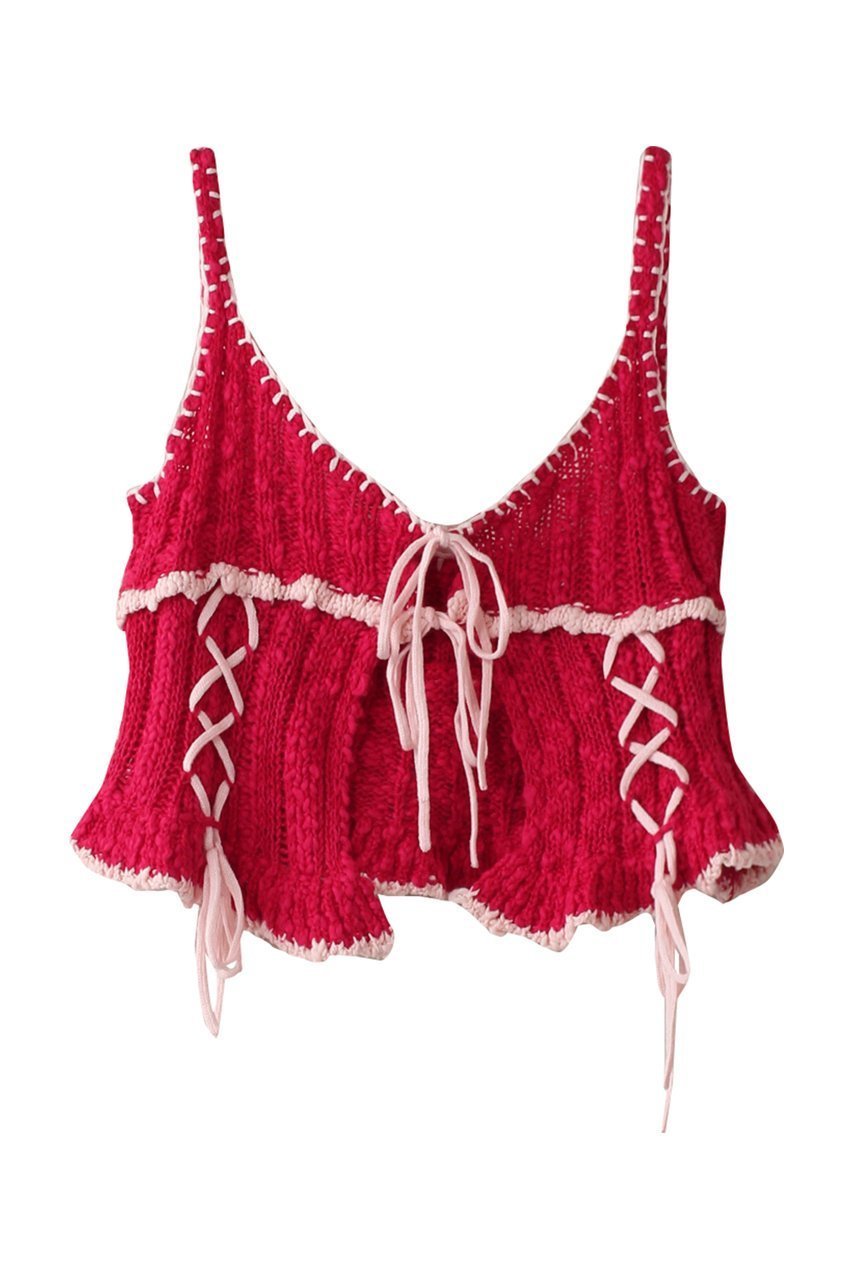 【メゾンスペシャル/MAISON SPECIAL】のWide Rib Lace Up Bustier/ワイドリブレースアップビスチェ インテリア・キッズ・メンズ・レディースファッション・服の通販 founy(ファニー) 　ファッション　Fashion　レディースファッション　Fashion for Women　トップス・カットソー　Cut & Sew Tops　ニット　Knit Tops & Sweaters　カジュアルプルオーバー・ニットトップス　Pullovers & Knit Tops / Casual Pullovers　ビスチェ　Bustiers & Corset Tops / Layered Bustier Style　フリル　Frill, Ruffle　レース　Lace, Lace Fabric　RED(レッド)|ID: prp329100004343796 ipo3291000000032955029