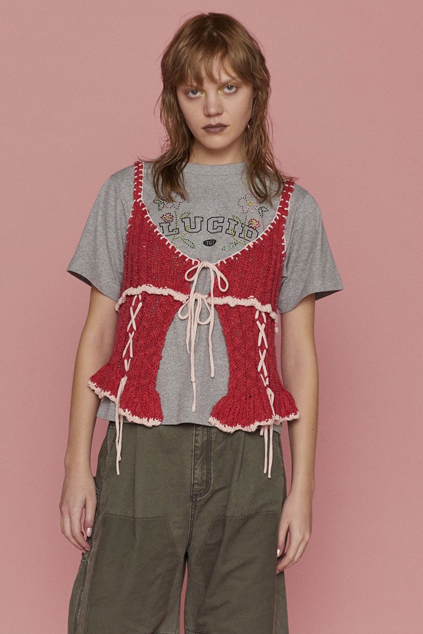 【メゾンスペシャル/MAISON SPECIAL】のWide Rib Lace Up Bustier/ワイドリブレースアップビスチェ 人気、トレンドファッション・服の通販 founy(ファニー) 　ファッション　Fashion　レディースファッション　Fashion for Women　トップス・カットソー　Cut & Sew Tops　ニット　Knit Tops & Sweaters　カジュアルプルオーバー・ニットトップス　Pullovers & Knit Tops / Casual Pullovers　ビスチェ　Bustiers & Corset Tops / Layered Bustier Style　フリル　Frill, Ruffle　レース　Lace, Lace Fabric　other-7|ID: prp329100004343796 ipo3291000000032955053