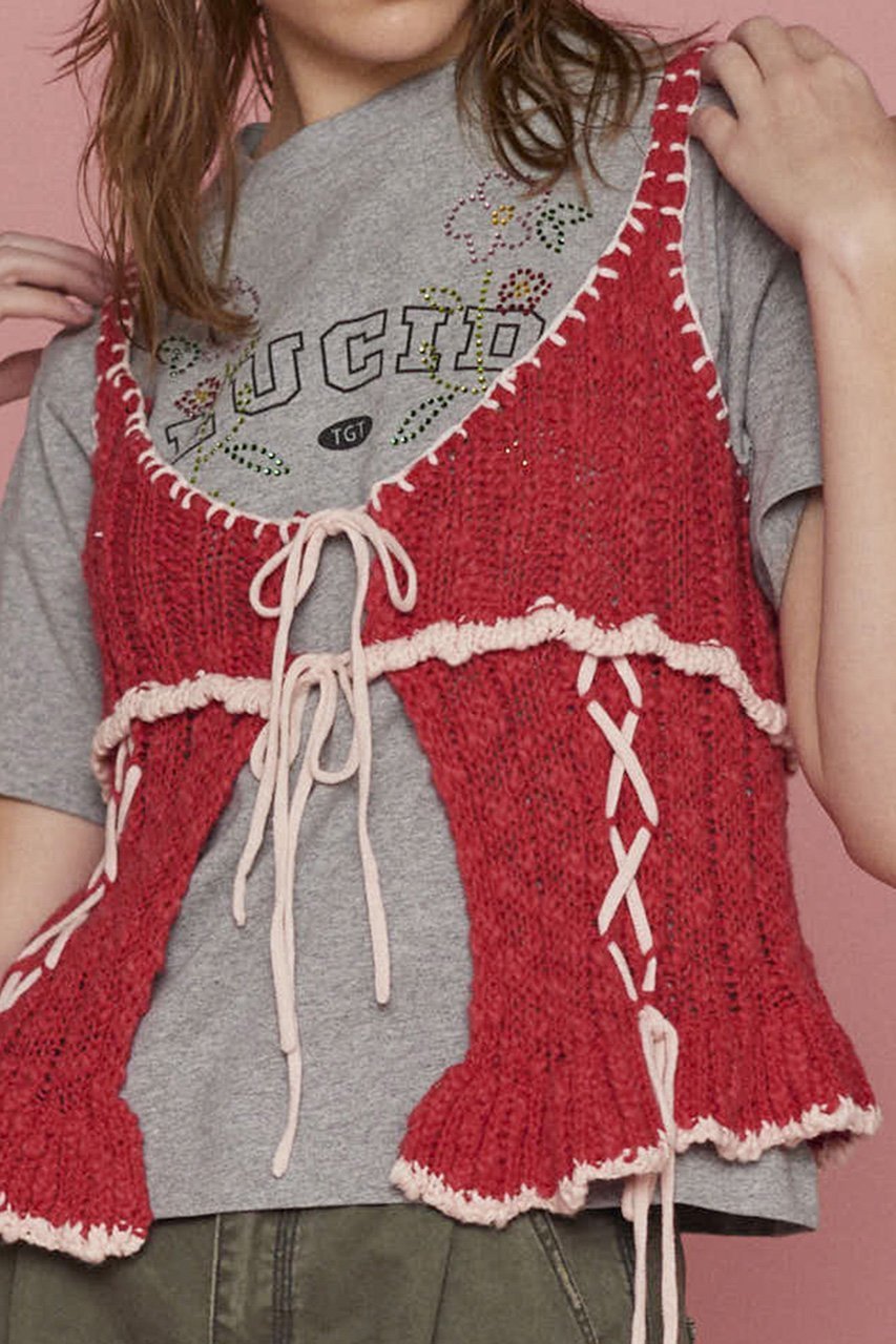 【メゾンスペシャル/MAISON SPECIAL】のWide Rib Lace Up Bustier/ワイドリブレースアップビスチェ 人気、トレンドファッション・服の通販 founy(ファニー) 　ファッション　Fashion　レディースファッション　Fashion for Women　トップス・カットソー　Cut & Sew Tops　ニット　Knit Tops & Sweaters　カジュアルプルオーバー・ニットトップス　Pullovers & Knit Tops / Casual Pullovers　ビスチェ　Bustiers & Corset Tops / Layered Bustier Style　フリル　Frill, Ruffle　レース　Lace, Lace Fabric　other-8|ID: prp329100004343796 ipo3291000000032955057