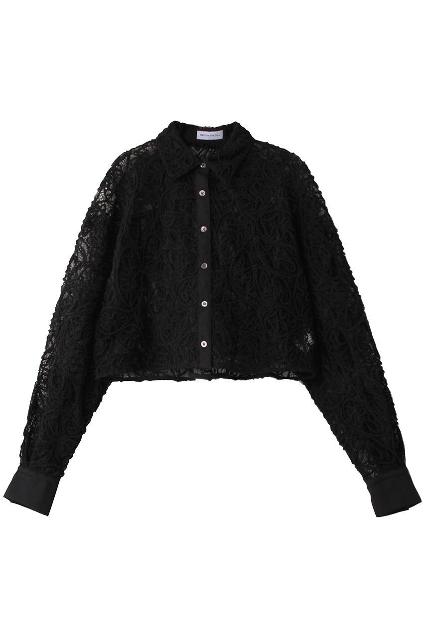 【メゾンスペシャル/MAISON SPECIAL】のEmbroidery Lace Fabric Short Length Shirt/エンブロイダリーレースショートシャツ インテリア・キッズ・メンズ・レディースファッション・服の通販 founy(ファニー) ファッション Fashion レディースファッション Fashion for Women トップス・カットソー Cut & Sew Tops シャツ・ブラウス・オフィスカジュアル Elegant Blouses & Button-Ups キャミソール Camisole, Spaghetti Strap Top ショート Short, Short Length スリーブ Sleeve, Long Sleeve / Short Sleeve タンク Tank Top, Sleeveless Top ベーシック Basic, Essential ミックス Mix, Mixed Style レース Lace, Lace Fabric ロング Long, Long-Length 夏 Summer エレガント 上品 Elegant BLK(ブラック)|ID: prp329100004343797 ipo3291000000032874849