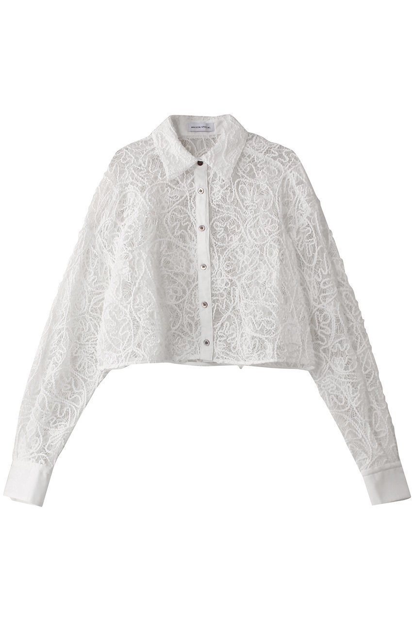【メゾンスペシャル/MAISON SPECIAL】のEmbroidery Lace Fabric Short Length Shirt/エンブロイダリーレースショートシャツ インテリア・キッズ・メンズ・レディースファッション・服の通販 founy(ファニー) ファッション Fashion レディースファッション Fashion for Women トップス・カットソー Cut & Sew Tops シャツ・ブラウス・オフィスカジュアル Elegant Blouses & Button-Ups キャミソール Camisole, Spaghetti Strap Top ショート Short, Short Length スリーブ Sleeve, Long Sleeve / Short Sleeve タンク Tank Top, Sleeveless Top ベーシック Basic, Essential ミックス Mix, Mixed Style レース Lace, Lace Fabric ロング Long, Long-Length 夏 Summer エレガント 上品 Elegant WHT(ホワイト)|ID: prp329100004343797 ipo3291000000032874859