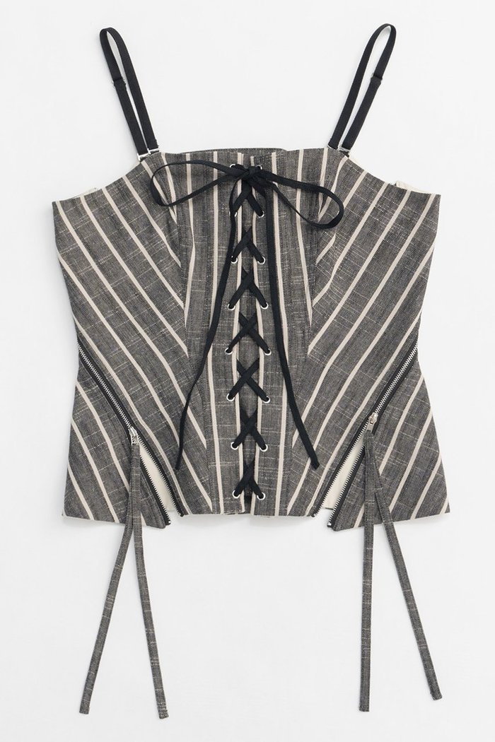 【メゾンスペシャル/MAISON SPECIAL】のStripe Lace Up Bustier/ストライプレースアップビスチェ インテリア・キッズ・メンズ・レディースファッション・服の通販 founy(ファニー) https://founy.com/ ファッション Fashion レディースファッション WOMEN トップス・カットソー Tops/Tshirt キャミソール / ノースリーブ No Sleeves シャツ/ブラウス Shirts/Blouses ビスチェ Bustier クラシカル Classical シャーリング Shirring ストライプ Stripe セットアップ Set Up ノースリーブ No Sleeve フィット Fit フロント Front レース Race エレガント 上品 Elegant |ID: prp329100004343798 ipo3291000000030316852