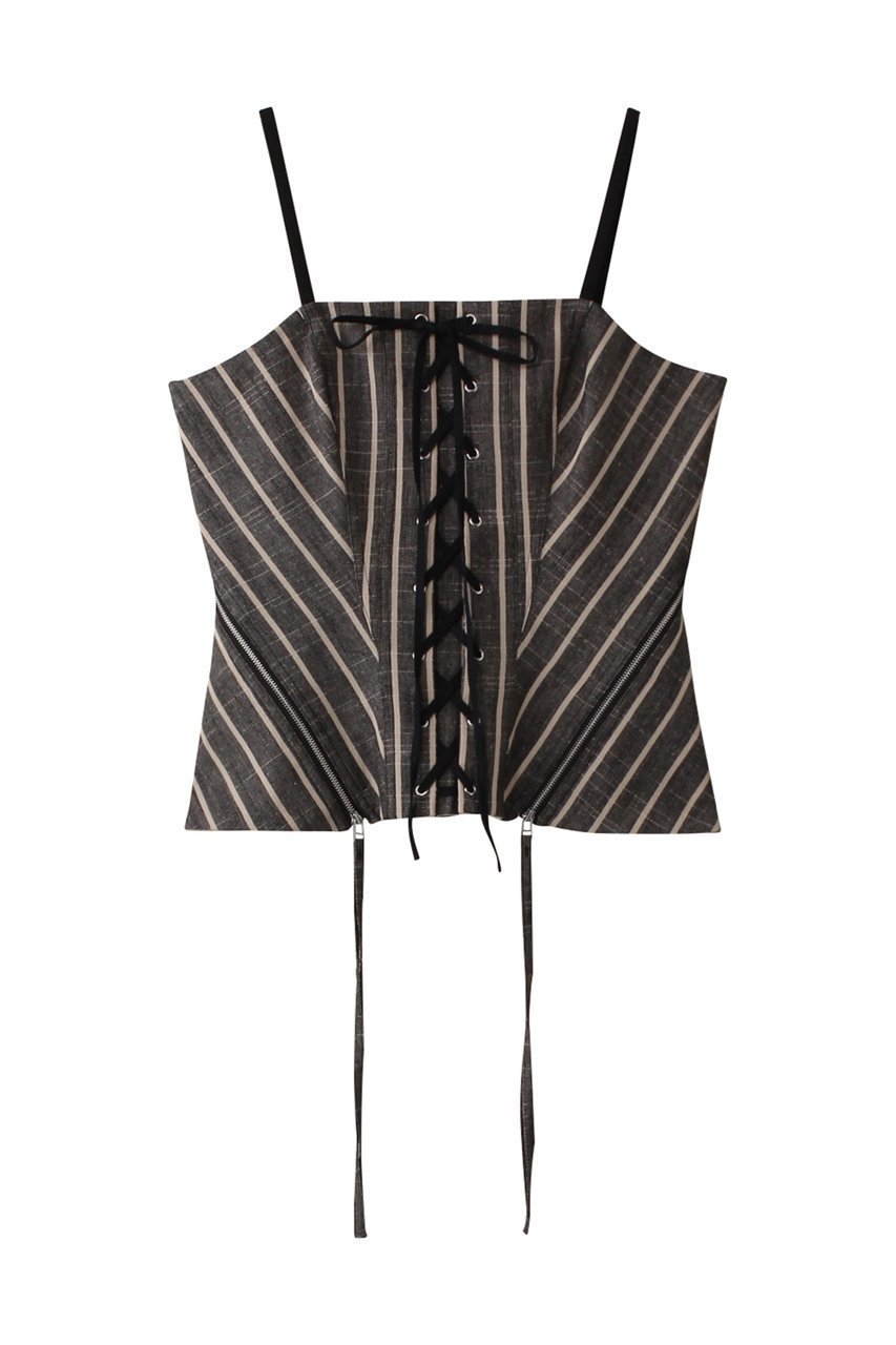 【メゾンスペシャル/MAISON SPECIAL】のStripe Lace Up Bustier/ストライプレースアップビスチェ 人気、トレンドファッション・服の通販 founy(ファニー) 　ファッション　Fashion　レディースファッション　Fashion for Women　トップス・カットソー　Cut & Sew Tops　キャミソール&ノースリーブ　Camisoles & Sleeveless Tops　シャツ・ブラウス・オフィスカジュアル　Elegant Blouses & Button-Ups　ビスチェ　Bustiers & Corset Tops / Layered Bustier Style　クラシカル　Classical, Vintage-Inspired　シャーリング　Shirring, Ruched　ストライプ　Stripe, Striped Pattern　セットアップ　Set-Up, Coordinated Outfit　ノースリーブ　Sleeveless, No-Sleeve　フィット　Fit, Slim Fit　フロント　Front, Front Design　レース　Lace, Lace Fabric　エレガント 上品　Elegant　 other-1|ID: prp329100004343798 ipo3291000000032874911