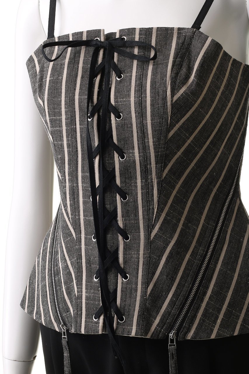 【メゾンスペシャル/MAISON SPECIAL】のStripe Lace Up Bustier/ストライプレースアップビスチェ 人気、トレンドファッション・服の通販 founy(ファニー) 　ファッション　Fashion　レディースファッション　Fashion for Women　トップス・カットソー　Cut & Sew Tops　キャミソール&ノースリーブ　Camisoles & Sleeveless Tops　シャツ・ブラウス・オフィスカジュアル　Elegant Blouses & Button-Ups　ビスチェ　Bustiers & Corset Tops / Layered Bustier Style　クラシカル　Classical, Vintage-Inspired　シャーリング　Shirring, Ruched　ストライプ　Stripe, Striped Pattern　セットアップ　Set-Up, Coordinated Outfit　ノースリーブ　Sleeveless, No-Sleeve　フィット　Fit, Slim Fit　フロント　Front, Front Design　レース　Lace, Lace Fabric　エレガント 上品　Elegant　other-5|ID: prp329100004343798 ipo3291000000032874944