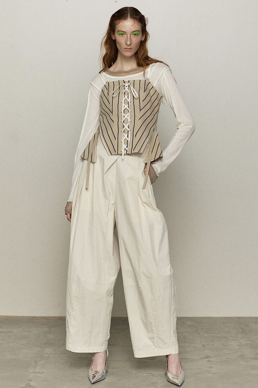 【メゾンスペシャル/MAISON SPECIAL】のStripe Lace Up Bustier/ストライプレースアップビスチェ 人気、トレンドファッション・服の通販 founy(ファニー) 　ファッション　Fashion　レディースファッション　Fashion for Women　トップス・カットソー　Cut & Sew Tops　キャミソール&ノースリーブ　Camisoles & Sleeveless Tops　シャツ・ブラウス・オフィスカジュアル　Elegant Blouses & Button-Ups　ビスチェ　Bustiers & Corset Tops / Layered Bustier Style　クラシカル　Classical, Vintage-Inspired　シャーリング　Shirring, Ruched　ストライプ　Stripe, Striped Pattern　セットアップ　Set-Up, Coordinated Outfit　ノースリーブ　Sleeveless, No-Sleeve　フィット　Fit, Slim Fit　フロント　Front, Front Design　レース　Lace, Lace Fabric　エレガント 上品　Elegant　other-7|ID: prp329100004343798 ipo3291000000032874955