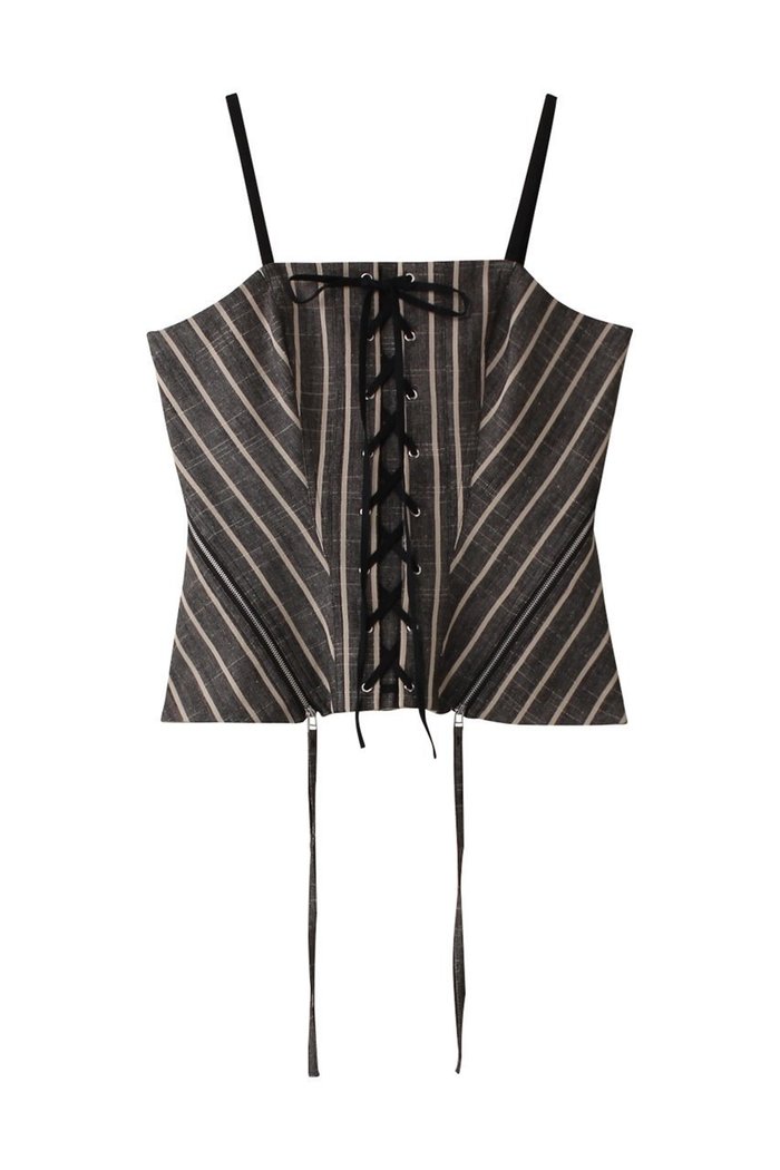 【メゾンスペシャル/MAISON SPECIAL】のStripe Lace Up Bustier/ストライプレースアップビスチェ インテリア・キッズ・メンズ・レディースファッション・服の通販 founy(ファニー) https://founy.com/ ファッション Fashion レディースファッション Fashion for Women トップス・カットソー Cut & Sew Tops キャミソール&ノースリーブ Camisoles & Sleeveless Tops シャツ・ブラウス・オフィスカジュアル Elegant Blouses & Button-Ups ビスチェ Bustiers & Corset Tops / Layered Bustier Style クラシカル Classical, Vintage-Inspired シャーリング Shirring, Ruched ストライプ Stripe, Striped Pattern セットアップ Set-Up, Coordinated Outfit ノースリーブ Sleeveless, No-Sleeve フィット Fit, Slim Fit フロント Front, Front Design レース Lace, Lace Fabric エレガント 上品 Elegant |ID: prp329100004343798 ipo3291000000035619309