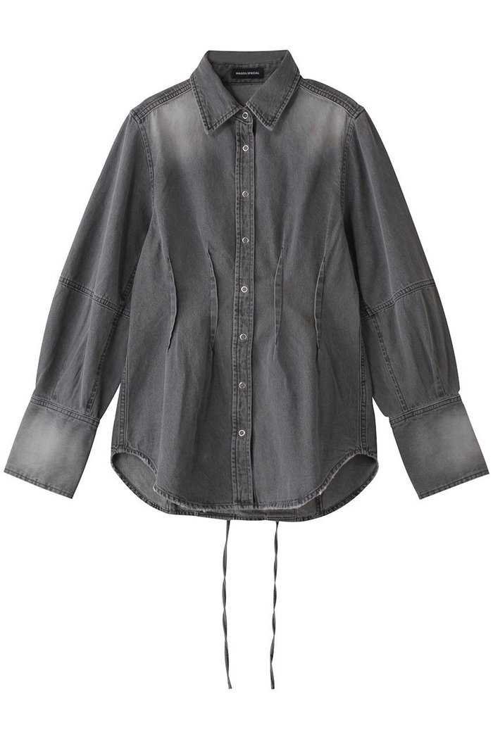 【メゾンスペシャル/MAISON SPECIAL】のWaist Sharp Denim Shirt/ウエストシャープデニムシャツ インテリア・キッズ・メンズ・レディースファッション・服の通販 founy(ファニー) https://founy.com/ ファッション Fashion レディースファッション Fashion for Women トップス・カットソー Cut & Sew Tops シャツ・ブラウス・オフィスカジュアル Elegant Blouses & Button-Ups スタイリッシュ Stylish, Fashionable スリーブ Sleeve, Long Sleeve / Short Sleeve デニム Denim, Jeans Material 定番 Standard, Basic Item フィット Fit, Slim Fit フェミニン Feminine, Girly ロング Long, Long-Length |ID: prp329100004343799 ipo3291000000035063267