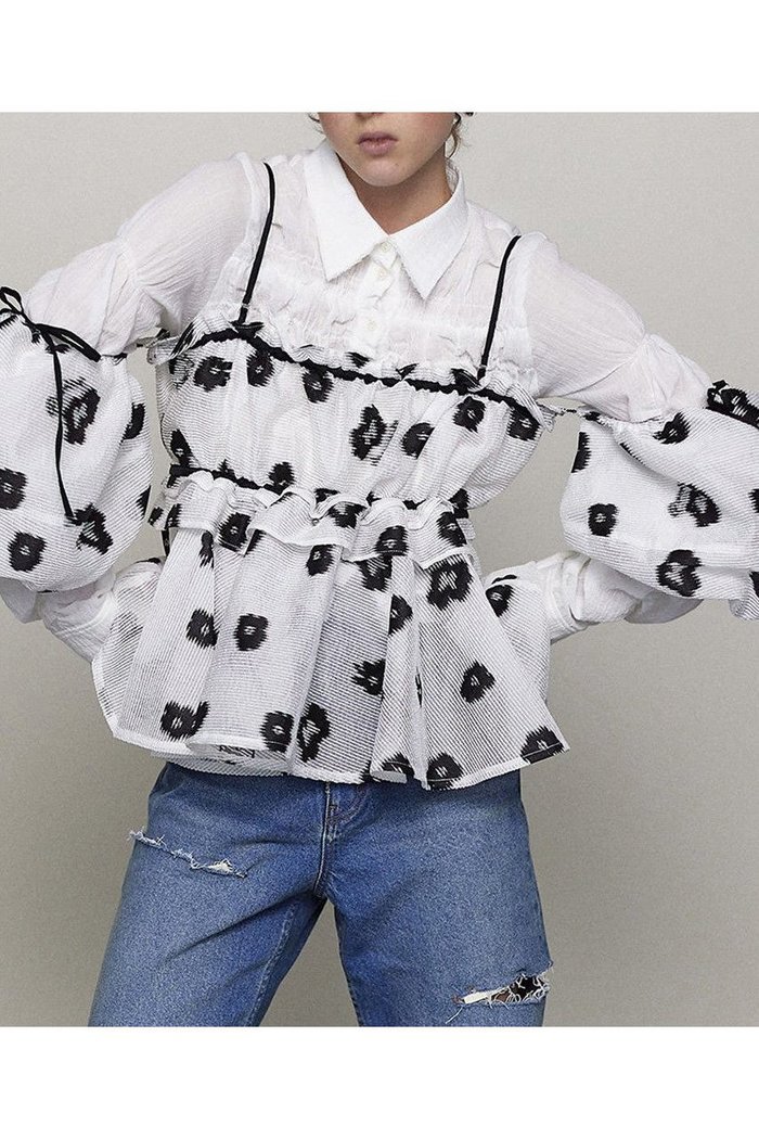 【メゾンスペシャル/MAISON SPECIAL】のSheer Fabric Floral Pattern Multiway Tops/シアーフラワーマルチウェイトップス インテリア・キッズ・メンズ・レディースファッション・服の通販 founy(ファニー) https://founy.com/ ファッション Fashion レディースファッション WOMEN トップス・カットソー Tops/Tshirt シャツ/ブラウス Shirts/Blouses シアー Sheer ショート Short スリーブ Sleeve セットアップ Set Up デニム Denim リボン Ribbon おすすめ Recommend エレガント 上品 Elegant |ID: prp329100004343804 ipo3291000000030316871