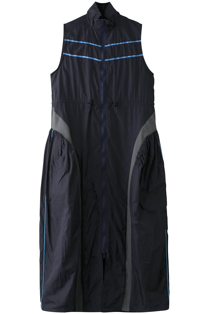 【メゾンスペシャル/MAISON SPECIAL】のSleeveless Track Jersey Flare Silhouette Dress/ノースリーブトラックジャージフレアワンピース インテリア・キッズ・メンズ・レディースファッション・服の通販 founy(ファニー) 　ファッション　Fashion　レディースファッション　Fashion for Women　ワンピース　Dresses　フォーマル・パーティードレス・結婚式用ドレス　Elegant & Casual Dresses　チュニック　Tunic Tops & Dresses　インナー　Innerwear　グラス　Glass, Eyewear　シンプル　Simple, Minimal　スポーティ　Sporty, Casual Athletic　タフタ　Taffeta, Structured Fabric　チュニック　Tunic, Long Top　ドローストリング　Drawstring, Pull Cord　長袖　Long Sleeve, Full Sleeve　リラックス　Relax, Relaxed Fit　ロング　Long, Long-Length　夏　Summer　NVY(ネイビー)|ID: prp329100004343809 ipo3291000000032879201