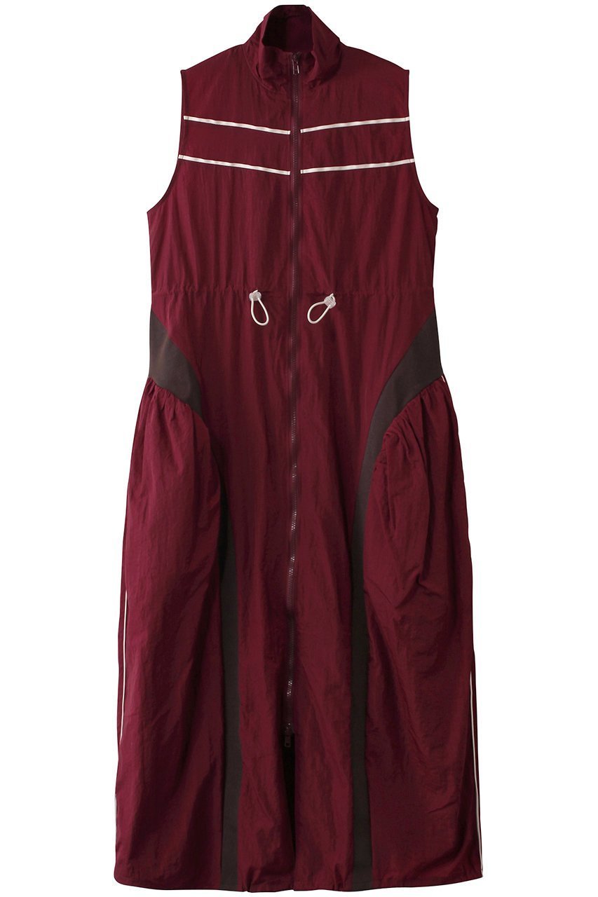 【メゾンスペシャル/MAISON SPECIAL】のSleeveless Track Jersey Flare Silhouette Dress/ノースリーブトラックジャージフレアワンピース インテリア・キッズ・メンズ・レディースファッション・服の通販 founy(ファニー) 　ファッション　Fashion　レディースファッション　Fashion for Women　ワンピース　Dresses　フォーマル・パーティードレス・結婚式用ドレス　Elegant & Casual Dresses　チュニック　Tunic Tops & Dresses　インナー　Innerwear　グラス　Glass, Eyewear　シンプル　Simple, Minimal　スポーティ　Sporty, Casual Athletic　タフタ　Taffeta, Structured Fabric　チュニック　Tunic, Long Top　ドローストリング　Drawstring, Pull Cord　長袖　Long Sleeve, Full Sleeve　リラックス　Relax, Relaxed Fit　ロング　Long, Long-Length　夏　Summer　RED(レッド)|ID: prp329100004343809 ipo3291000000032879206