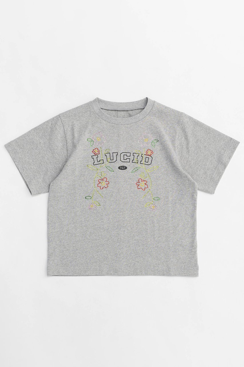 【メゾンスペシャル/MAISON SPECIAL】のLUCID Glitter Flower T-shirt/LUCIDキラキラフラワーTシャツ インテリア・キッズ・メンズ・レディースファッション・服の通販 founy(ファニー) 　ファッション　Fashion　レディースファッション　WOMEN　トップス・カットソー　Tops/Tshirt　シャツ/ブラウス　Shirts/Blouses　ロング / Tシャツ　T-Shirts　カットソー　Cut and Sewn　2025年　2025　2025春夏・S/S　Ss,Spring/Summer,2025　カットソー　Cut And Sew　ショート　Short　ストーン　Stone　スリーブ　Sleeve　フラワー　Flower　プリント　Print　ロング　Long　半袖　Short Sleeve　夏　Summer　春　Spring　S/S・春夏　Ss・Spring/Summer　GRY(グレー)|ID: prp329100004343823 ipo3291000000030316939