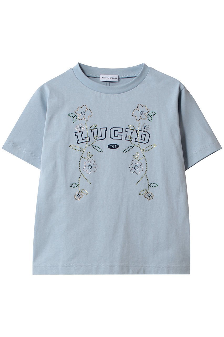 【メゾンスペシャル/MAISON SPECIAL】のLUCID Glitter Flower T-shirt/LUCIDキラキラフラワーTシャツ インテリア・キッズ・メンズ・レディースファッション・服の通販 founy(ファニー) 　ファッション　Fashion　レディースファッション　Fashion for Women　トップス・カットソー　Cut & Sew Tops　シャツ・ブラウス・オフィスカジュアル　Elegant Blouses & Button-Ups　ロングTシャツ・Tシャツ　Longline T-Shirts & Tees　カットソー・ベーシックTシャツ　Cut-and-Sewn Tops / Stretch Tees & Basics　インナー　Innerwear　春　Spring　カットソー　Cut and Sewn Top　ショート　Short, Short Length　ジャケット　Jacket, Outerwear　ストーン　Stone, Gem-Like　スリーブ　Sleeve, Long Sleeve / Short Sleeve　長袖　Long Sleeve, Full Sleeve　フラワー　Flower, Floral　プリント　Print, Printed Pattern　半袖　Short Sleeve, Half Sleeve　モチーフ　Motif, Design Theme　ロング　Long, Long-Length　おすすめ　Recommended / Our Picks　夏　Summer　BLU(ブルー)|ID: prp329100004343823 ipo3291000000032873613