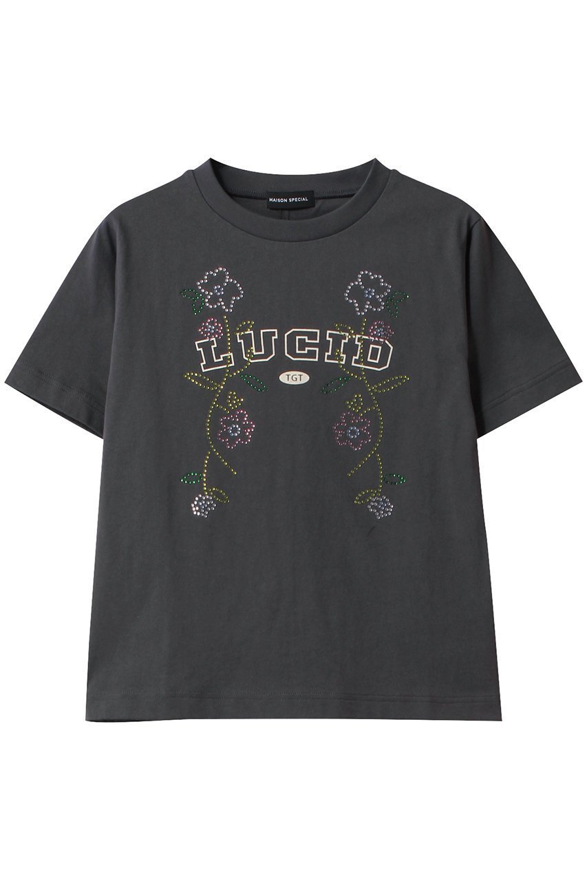 【メゾンスペシャル/MAISON SPECIAL】のLUCID Glitter Flower T-shirt/LUCIDキラキラフラワーTシャツ インテリア・キッズ・メンズ・レディースファッション・服の通販 founy(ファニー) 　ファッション　Fashion　レディースファッション　Fashion for Women　トップス・カットソー　Cut & Sew Tops　シャツ・ブラウス・オフィスカジュアル　Elegant Blouses & Button-Ups　ロングTシャツ・Tシャツ　Longline T-Shirts & Tees　カットソー・ベーシックTシャツ　Cut-and-Sewn Tops / Stretch Tees & Basics　インナー　Innerwear　春　Spring　カットソー　Cut and Sewn Top　ショート　Short, Short Length　ジャケット　Jacket, Outerwear　ストーン　Stone, Gem-Like　スリーブ　Sleeve, Long Sleeve / Short Sleeve　長袖　Long Sleeve, Full Sleeve　フラワー　Flower, Floral　プリント　Print, Printed Pattern　半袖　Short Sleeve, Half Sleeve　モチーフ　Motif, Design Theme　ロング　Long, Long-Length　おすすめ　Recommended / Our Picks　夏　Summer　C.GRY(チャコールグレー)|ID: prp329100004343823 ipo3291000000032873619