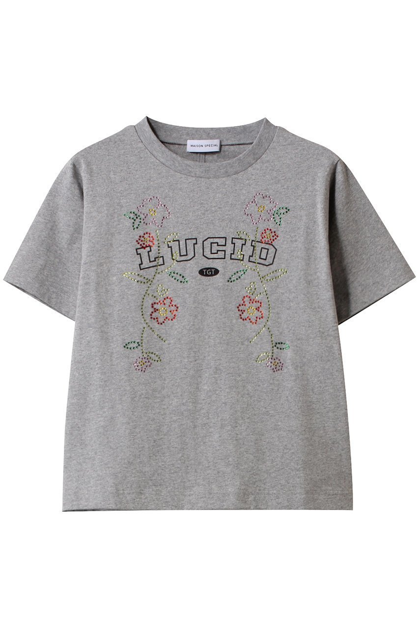 【メゾンスペシャル/MAISON SPECIAL】のLUCID Glitter Flower T-shirt/LUCIDキラキラフラワーTシャツ インテリア・キッズ・メンズ・レディースファッション・服の通販 founy(ファニー) 　ファッション　Fashion　レディースファッション　Fashion for Women　トップス・カットソー　Cut & Sew Tops　シャツ・ブラウス・オフィスカジュアル　Elegant Blouses & Button-Ups　ロングTシャツ・Tシャツ　Longline T-Shirts & Tees　カットソー・ベーシックTシャツ　Cut-and-Sewn Tops / Stretch Tees & Basics　インナー　Innerwear　春　Spring　カットソー　Cut and Sewn Top　ショート　Short, Short Length　ジャケット　Jacket, Outerwear　ストーン　Stone, Gem-Like　スリーブ　Sleeve, Long Sleeve / Short Sleeve　長袖　Long Sleeve, Full Sleeve　フラワー　Flower, Floral　プリント　Print, Printed Pattern　半袖　Short Sleeve, Half Sleeve　モチーフ　Motif, Design Theme　ロング　Long, Long-Length　おすすめ　Recommended / Our Picks　夏　Summer　GRY(グレー)|ID: prp329100004343823 ipo3291000000032873623