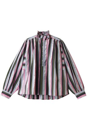 【エスゼット ブロックプリント/SZ Blockprints】 KALI TOP MULTI STRIPE フリルスタンドカラーシャツ人気、トレンドファッション・服の通販 founy(ファニー) ファッション Fashion レディースファッション WOMEN トップス・カットソー Tops/Tshirt シャツ/ブラウス Shirts/Blouses 2025年 2025 2025春夏・S/S Ss,Spring/Summer,2025 スタンド Stand ストライプ Stripe スリーブ Sleeve フェミニン Feminine フリル Frills ボトム Bottom ロング Long 夏 Summer 春 Spring S/S・春夏 Ss・Spring/Summer |ID:prp329100004343827