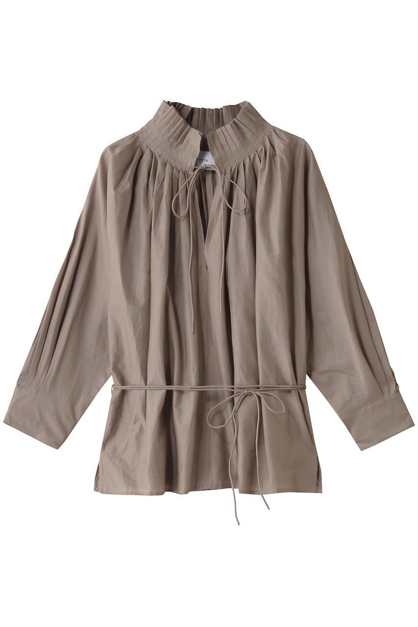 【マーレット/MERLETTE】のSHORE プリーツネックブラウス インテリア・キッズ・メンズ・レディースファッション・服の通販 founy(ファニー) 　ファッション　Fashion　レディースファッション　Fashion for Women　トップス・カットソー　Cut & Sew Tops　シャツ・ブラウス・オフィスカジュアル　Elegant Blouses & Button-Ups　シンプル　Simple, Minimal　スリーブ　Sleeve, Long Sleeve / Short Sleeve　プリーツ　Pleats, Pleated　リボン　Ribbon, Bow　ロング　Long, Long-Length　エレガント 上品　Elegant　グレー|ID: prp329100004343829 ipo3291000000032874784