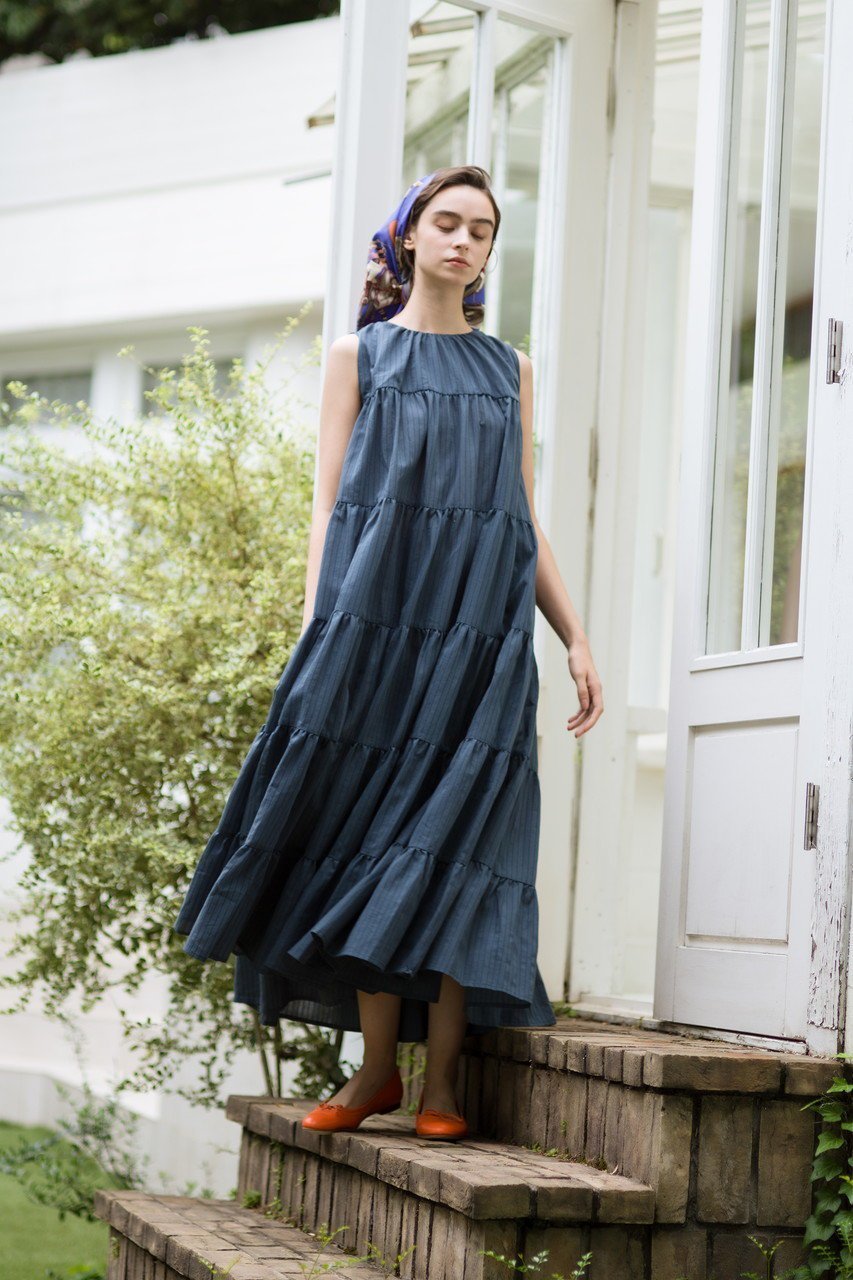 【マーレット/MERLETTE】のCRON STRIPE ハイネックアンクル丈ティアードドレス 人気、トレンドファッション・服の通販 founy(ファニー) 　ファッション　Fashion　レディースファッション　Ladies' Fashion Online　ワンピース　Dress　ドレス　Party Dresses　チュニック　Tunic　アンクル　Uncle　サンダル　Sandals　スニーカー　Sneakers　ダウン　Down　チュニック　Tunic　ドレス　Dress　ハイネック　High Neck　パーティ　Party　再入荷　Restock/Back In Stock/Re Arrival　夏　Summer　春　Spring　S/S・春夏　Ss・Spring/Summer　other-6|ID: prp329100004343831 ipo3291000000032648191