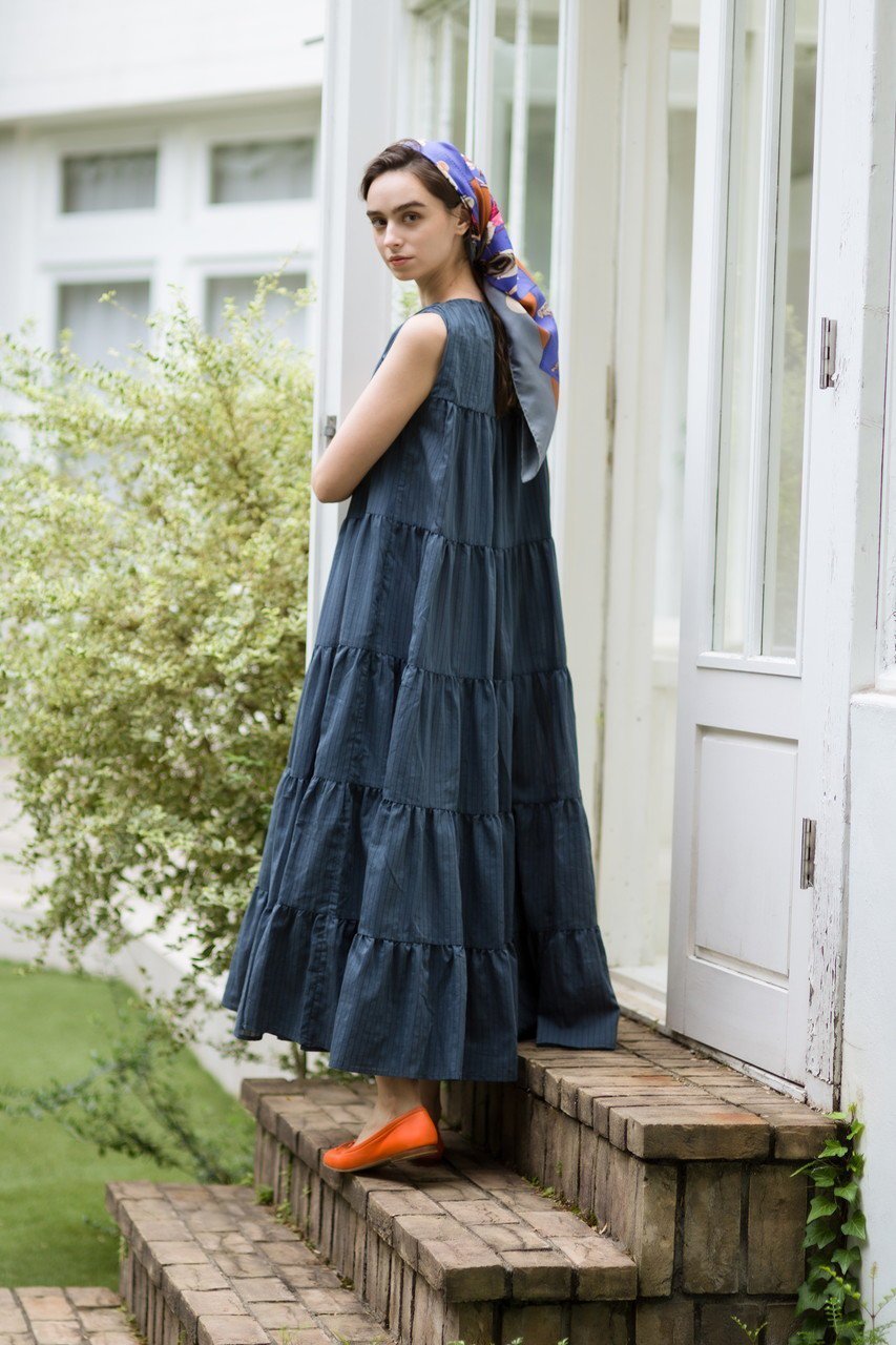 【マーレット/MERLETTE】のCRON STRIPE ハイネックアンクル丈ティアードドレス 人気、トレンドファッション・服の通販 founy(ファニー) 　ファッション　Fashion　レディースファッション　Ladies' Fashion Online　ワンピース　Dress　ドレス　Party Dresses　チュニック　Tunic　アンクル　Uncle　サンダル　Sandals　スニーカー　Sneakers　ダウン　Down　チュニック　Tunic　ドレス　Dress　ハイネック　High Neck　パーティ　Party　再入荷　Restock/Back In Stock/Re Arrival　夏　Summer　春　Spring　S/S・春夏　Ss・Spring/Summer　other-7|ID: prp329100004343831 ipo3291000000032648192