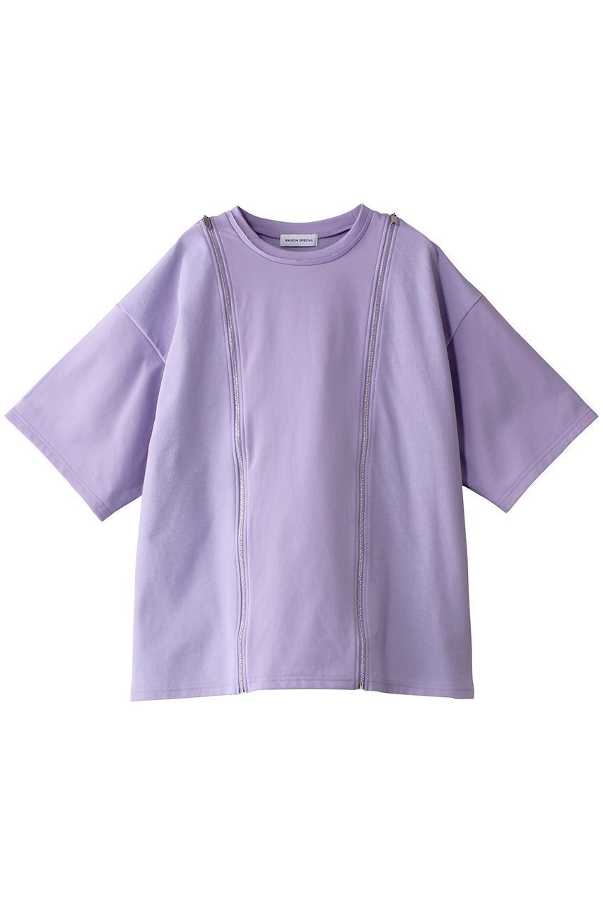 【メゾンスペシャル/MAISON SPECIAL】のShoulder Zip Design T-shirt/ショルダージップTシャツ インテリア・キッズ・メンズ・レディースファッション・服の通販 founy(ファニー) 　ファッション　Fashion　レディースファッション　Fashion for Women　トップス・カットソー　Cut & Sew Tops　シャツ・ブラウス・オフィスカジュアル　Elegant Blouses & Button-Ups　ロングTシャツ・Tシャツ　Longline T-Shirts & Tees　カットソー・ベーシックTシャツ　Cut-and-Sewn Tops / Stretch Tees & Basics　インナー　Innerwear　春　Spring　吸水　Absorbent, Quick-Dry　ショート　Short, Short Length　ジップ　Zip, Zipper　スリーブ　Sleeve, Long Sleeve / Short Sleeve　ボックス　Boxy, Box Shape　ロング　Long, Long-Length　おすすめ　Recommended / Our Picks　夏　Summer　PPL(パープル)|ID: prp329100004343835 ipo3291000000032875176